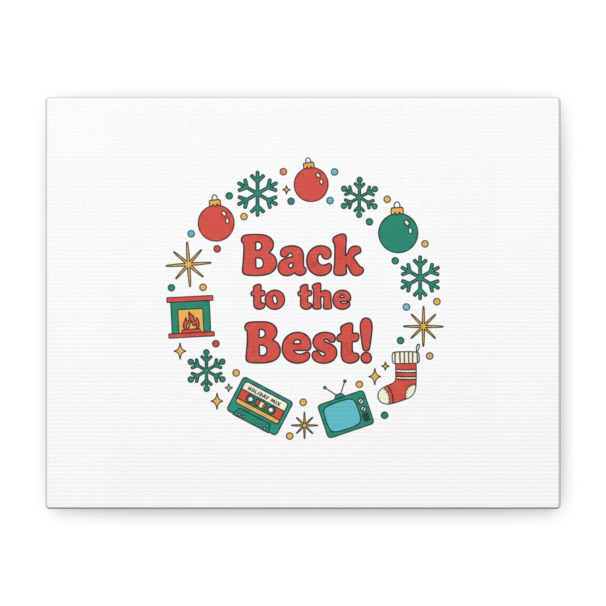 Retro Christmas Wreath Print Canvas | 90s Holiday Nostalgia, Vintage Holiday Poster
