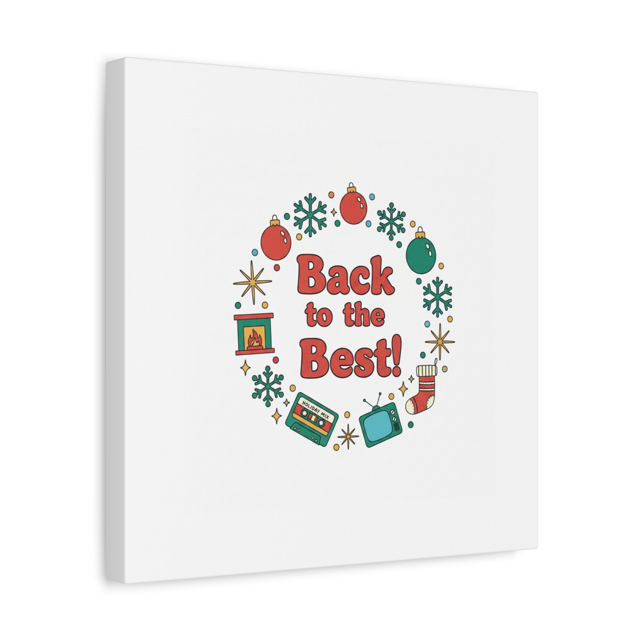 Retro Christmas Wreath Print Canvas | 90s Holiday Nostalgia, Vintage Holiday Poster