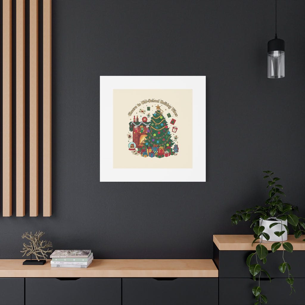 Retro Christmas Tree Canvas | 90s Holiday Nostalgia, Vintage Holiday Print