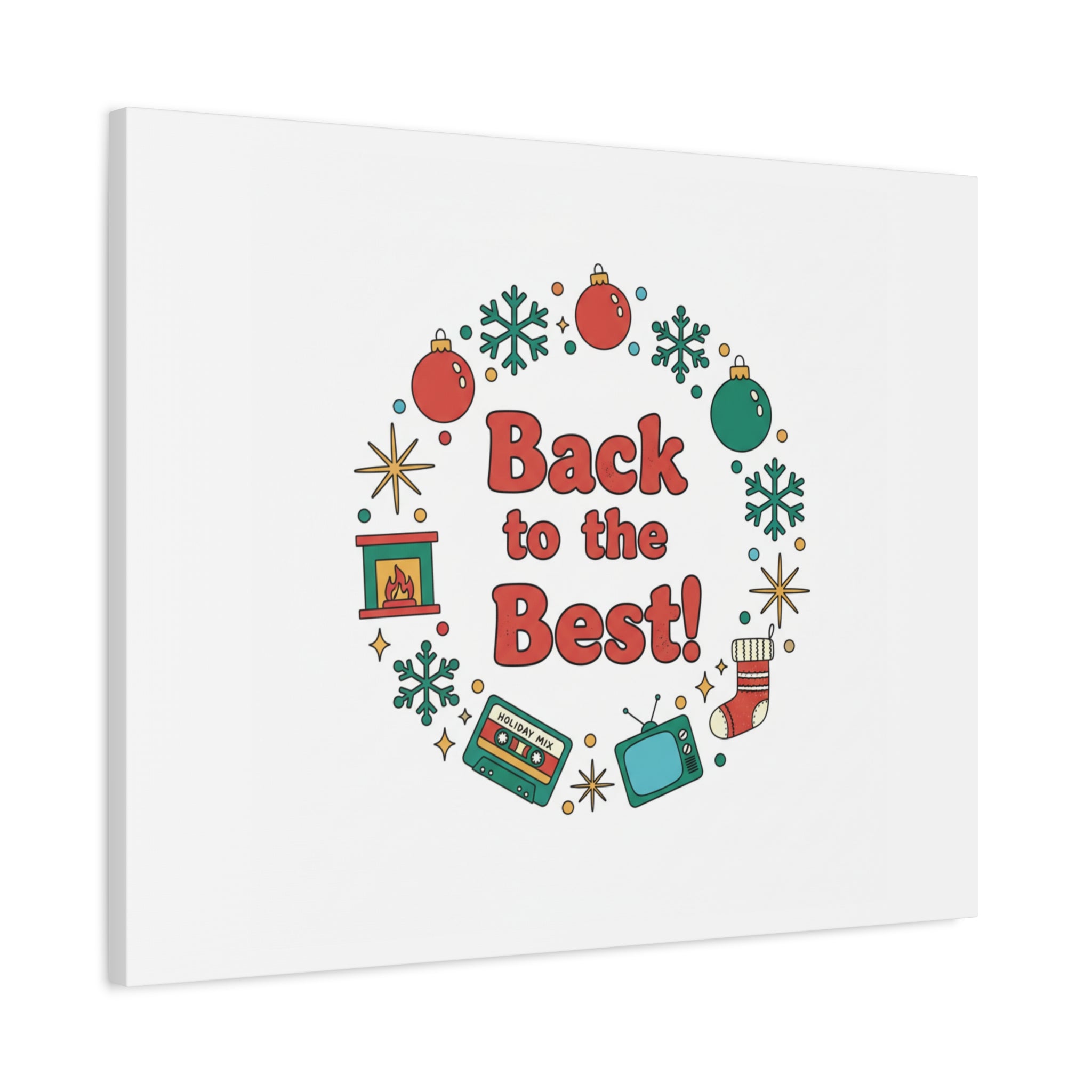 Retro Christmas Wreath Print Canvas | 90s Holiday Nostalgia, Vintage Holiday Poster