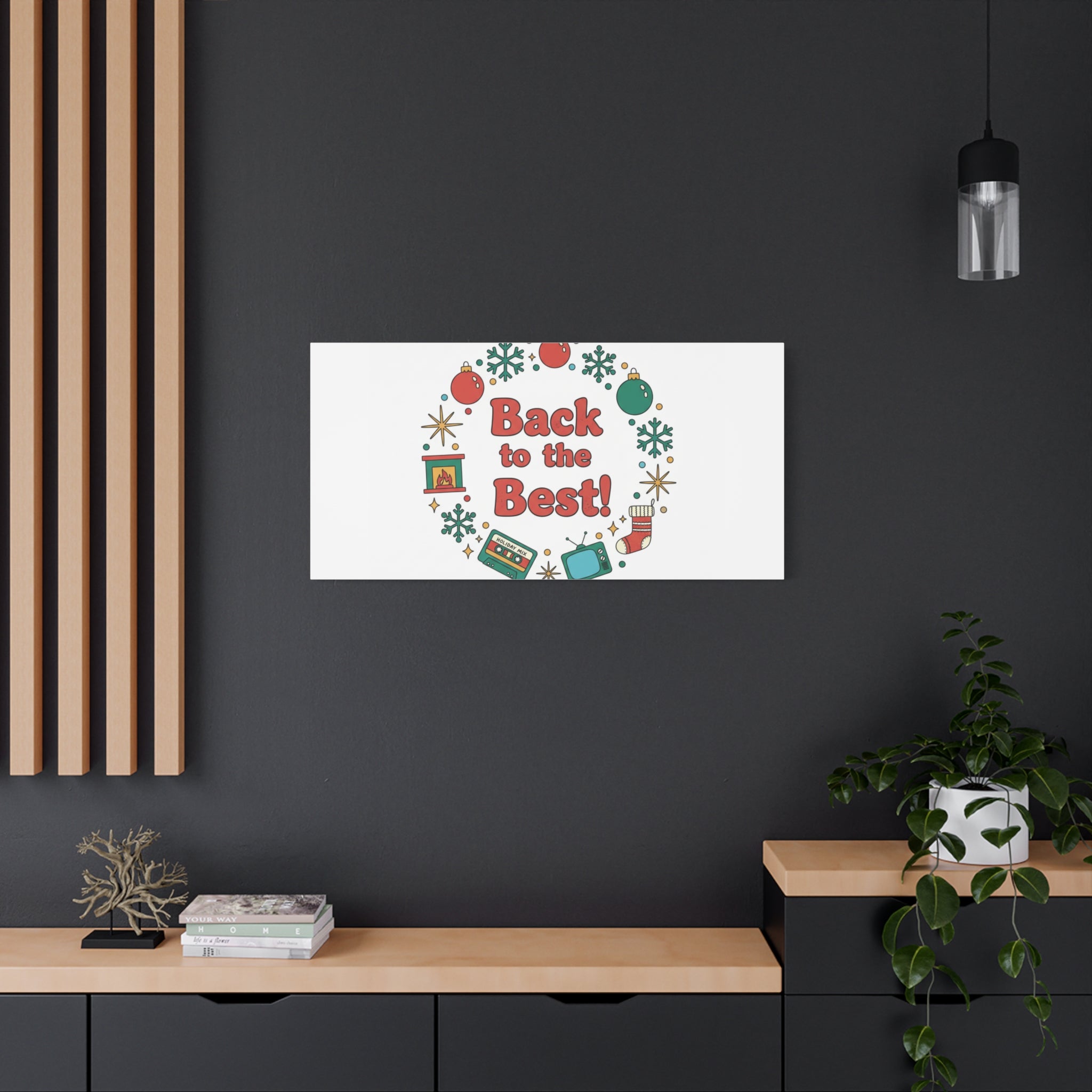 Retro Christmas Wreath Print Canvas | 90s Holiday Nostalgia, Vintage Holiday Poster