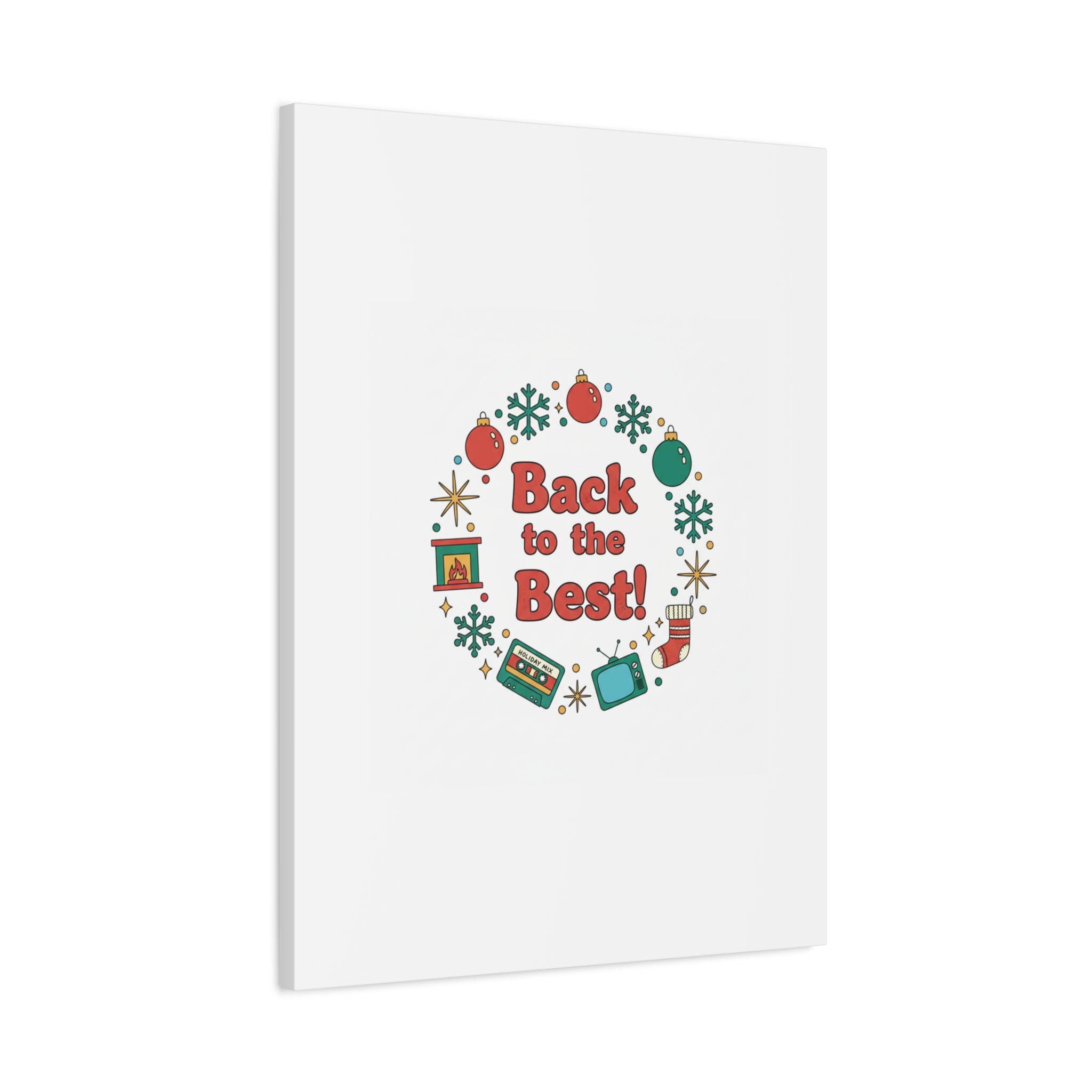 Retro Christmas Wreath Print Canvas | 90s Holiday Nostalgia, Vintage Holiday Poster