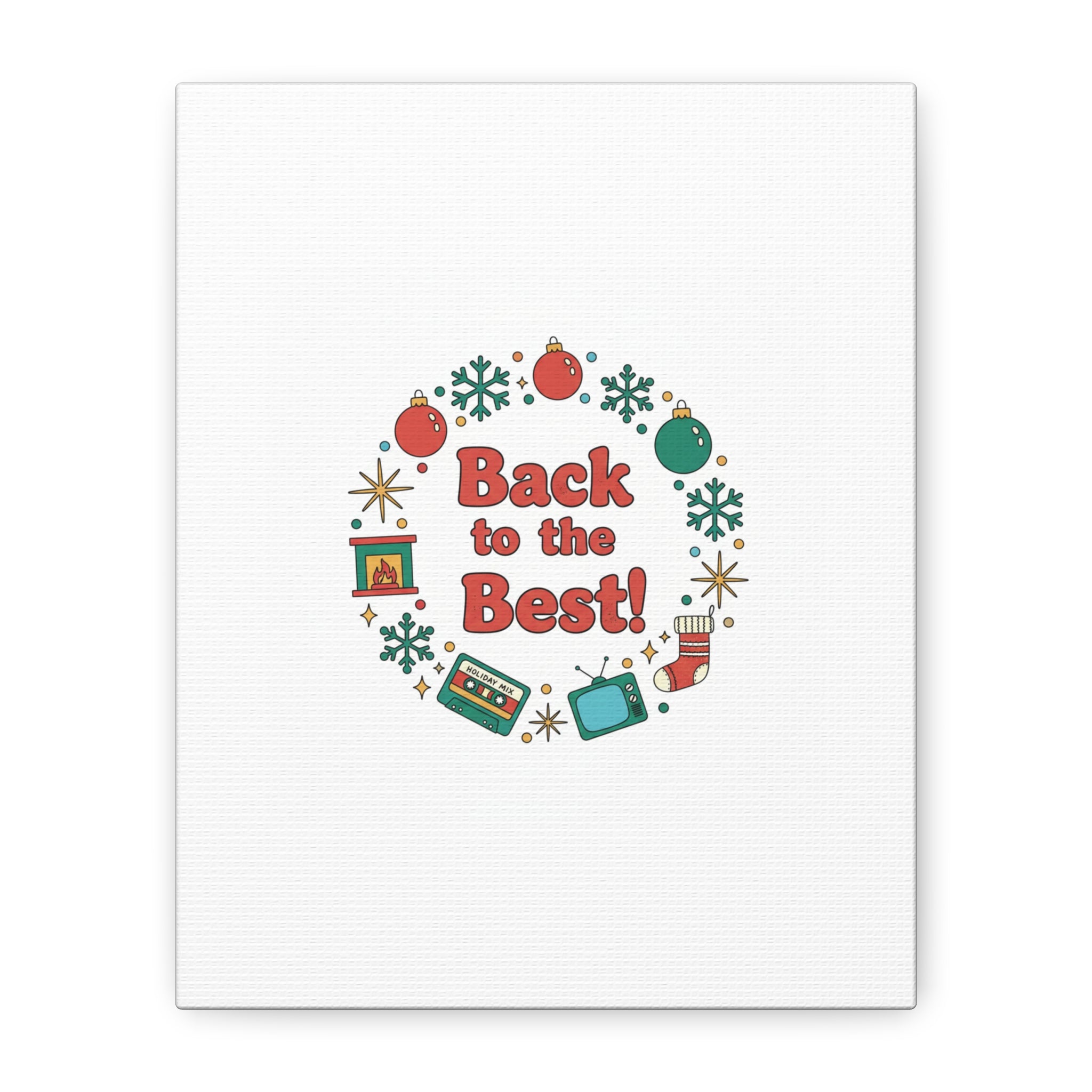 Retro Christmas Wreath Print Canvas | 90s Holiday Nostalgia, Vintage Holiday Poster