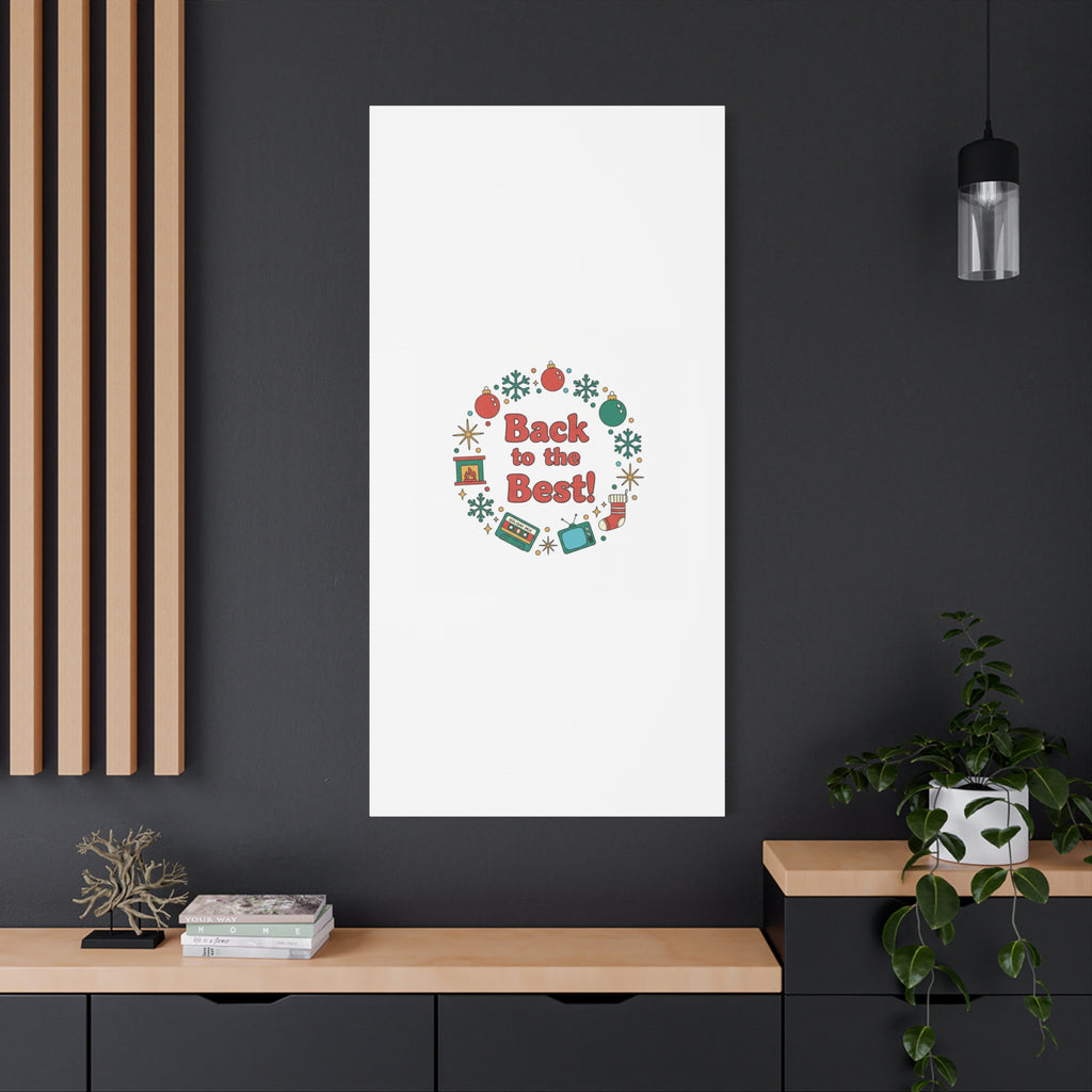 Retro Christmas Wreath Print Canvas | 90s Holiday Nostalgia, Vintage Holiday Poster