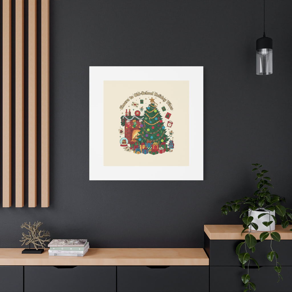 Retro Christmas Tree Canvas | 90s Holiday Nostalgia, Vintage Holiday Print