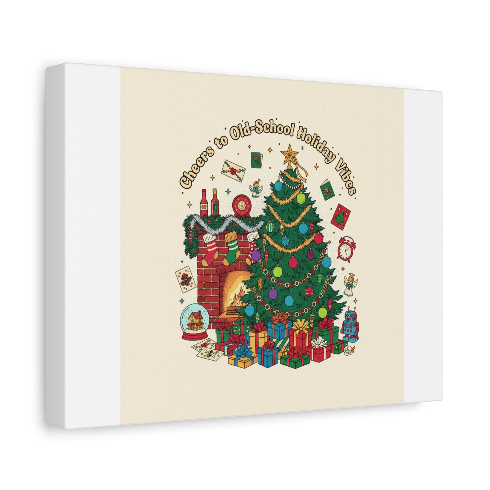 Retro Christmas Tree Canvas | 90s Holiday Nostalgia, Vintage Holiday Print