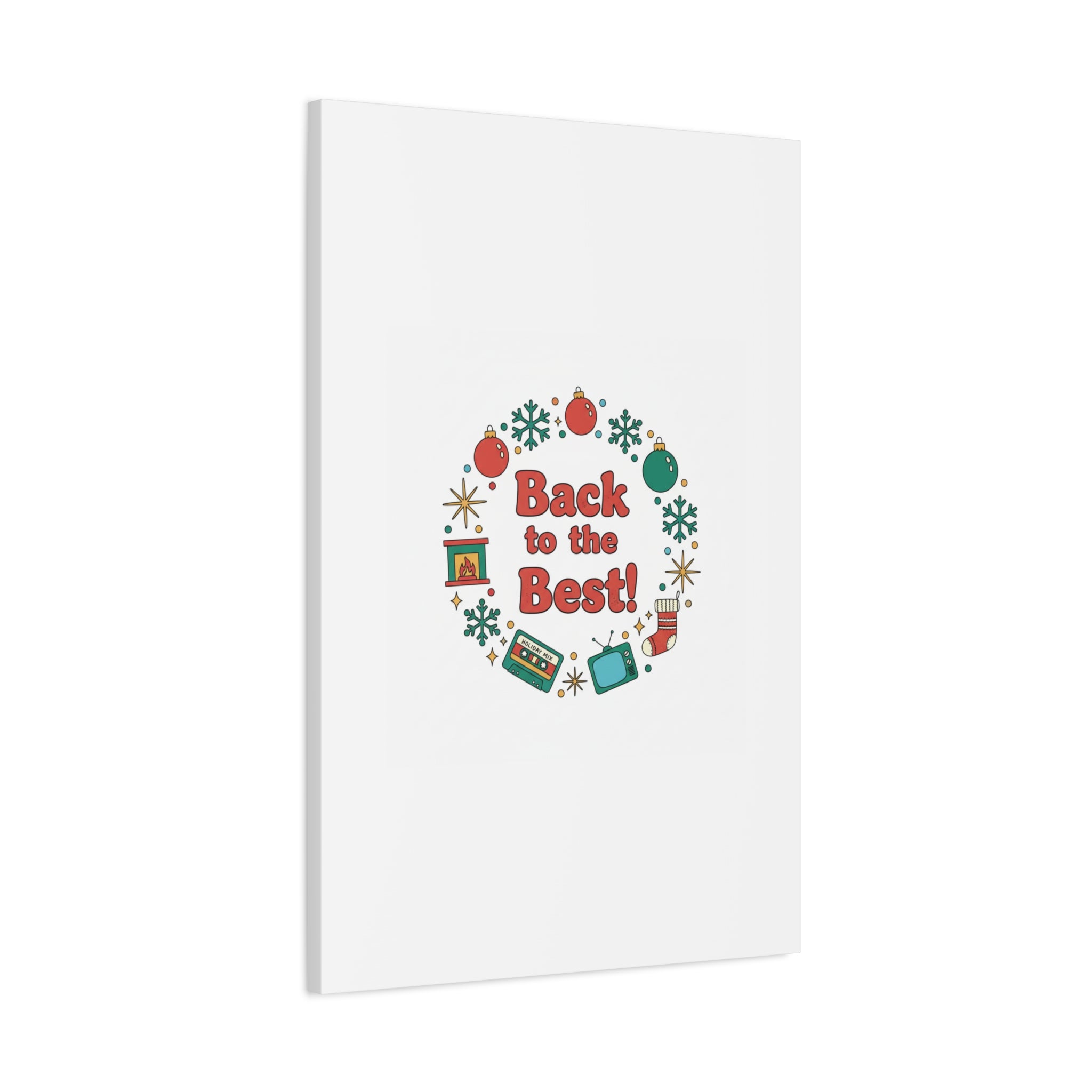 Retro Christmas Wreath Print Canvas | 90s Holiday Nostalgia, Vintage Holiday Poster