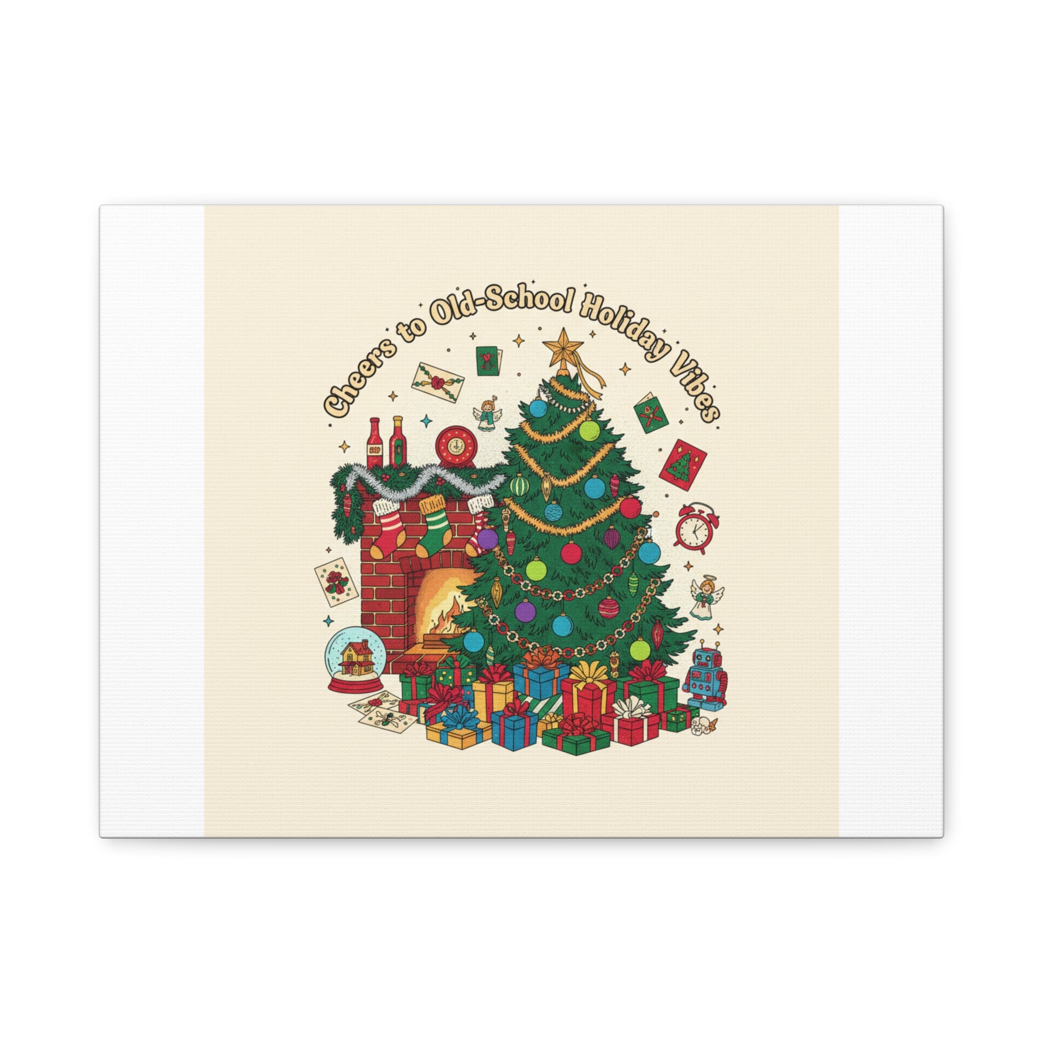Retro Christmas Tree Canvas | 90s Holiday Nostalgia, Vintage Holiday Print