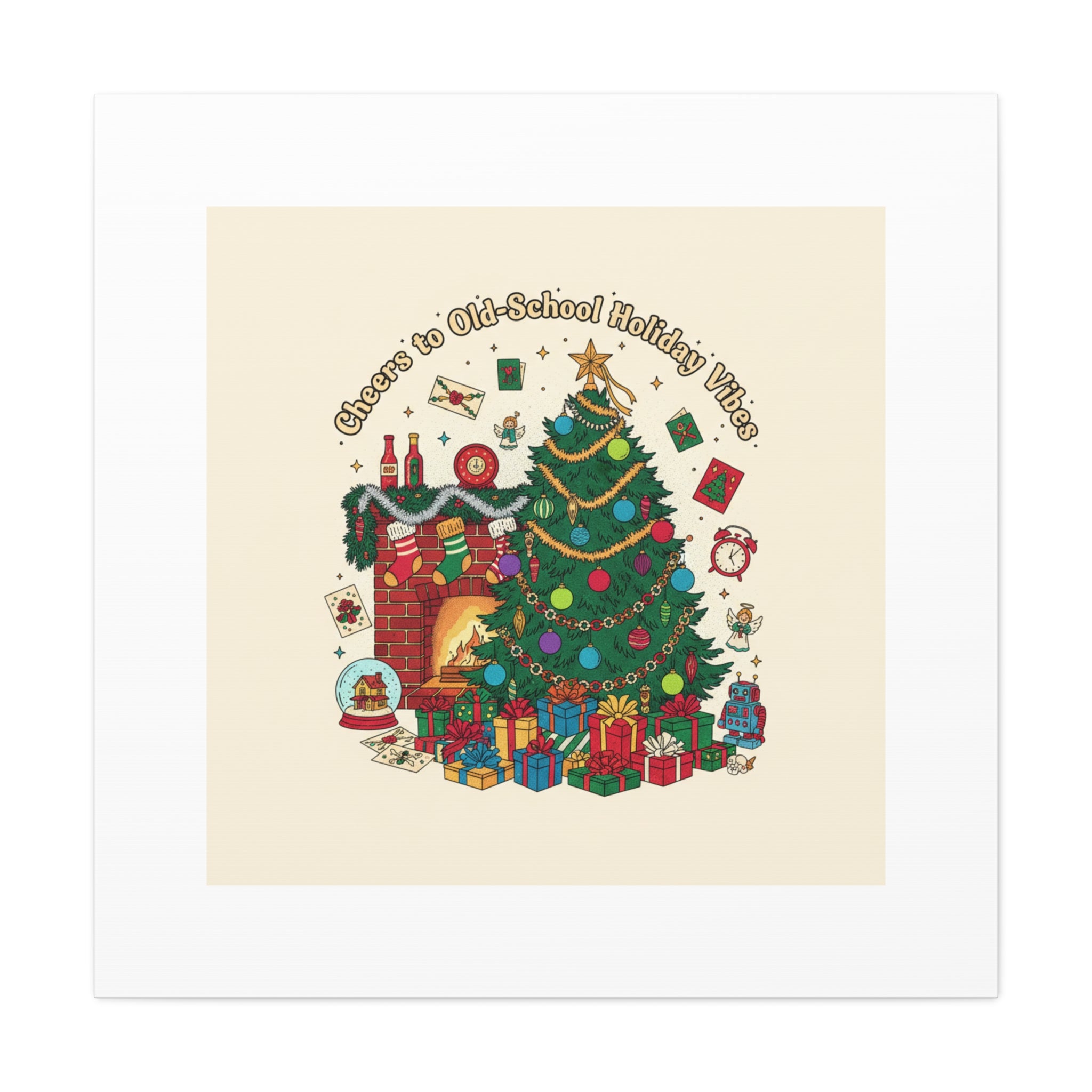 Retro Christmas Tree Canvas | 90s Holiday Nostalgia, Vintage Holiday Print