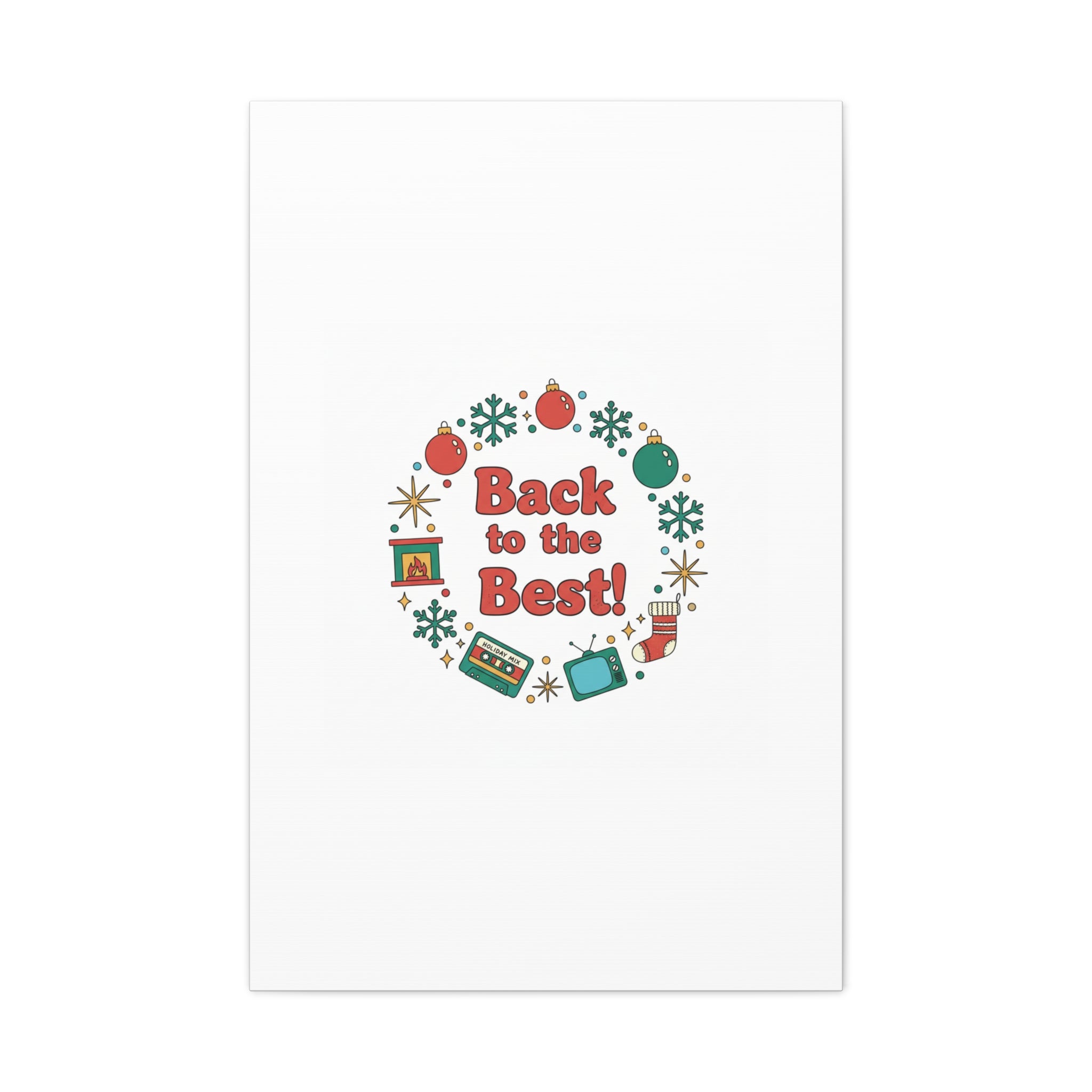 Retro Christmas Wreath Print Canvas | 90s Holiday Nostalgia, Vintage Holiday Poster