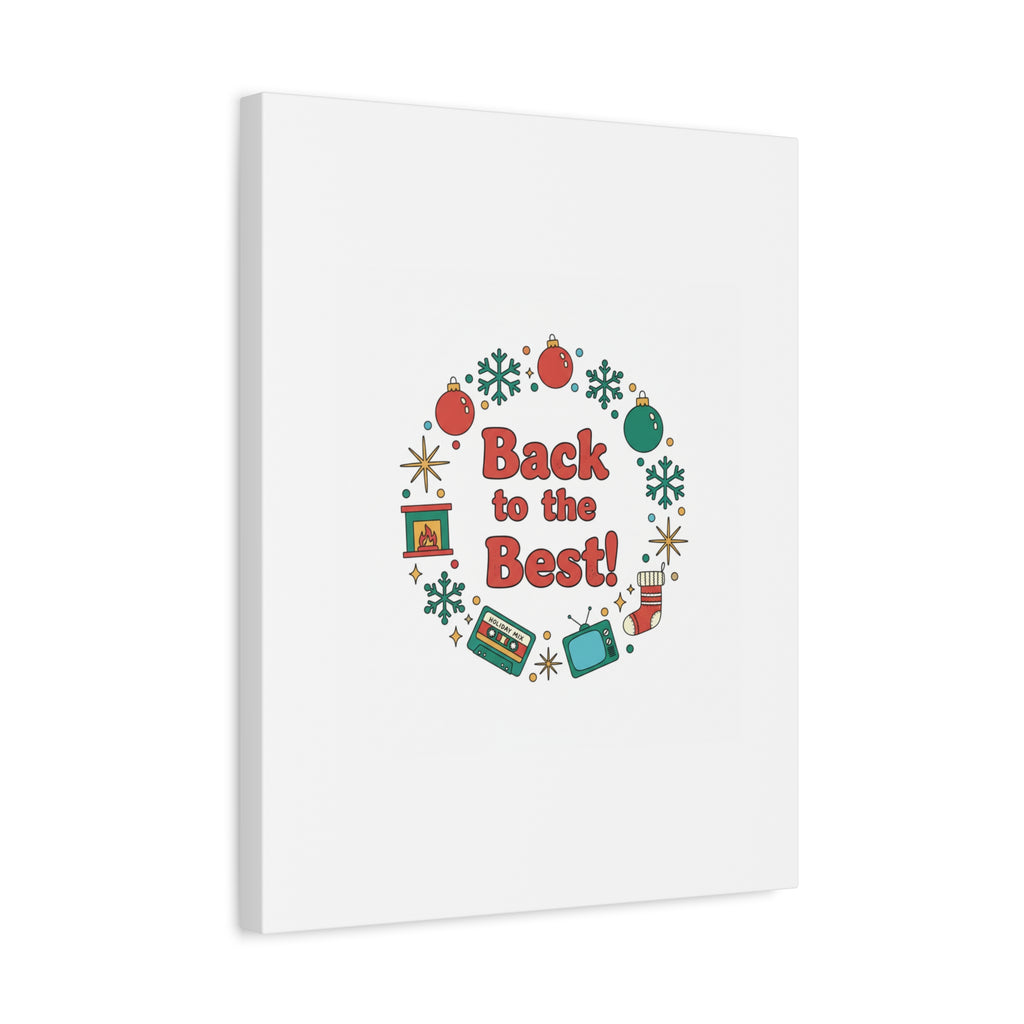 Retro Christmas Wreath Print Canvas | 90s Holiday Nostalgia, Vintage Holiday Poster