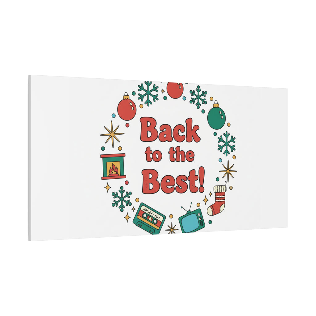 Retro Christmas Wreath Print Canvas | 90s Holiday Nostalgia, Vintage Holiday Poster