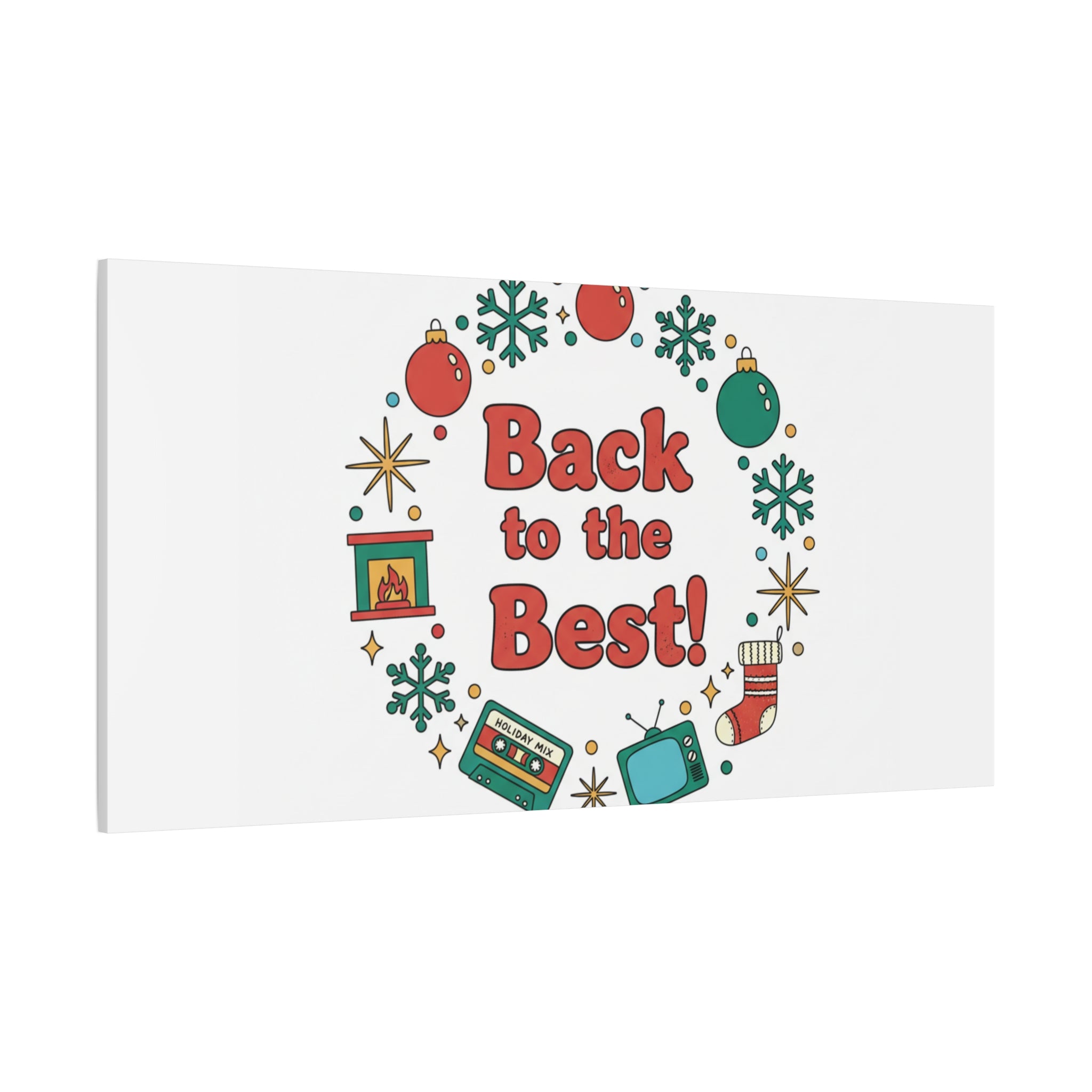 Retro Christmas Wreath Print Canvas | 90s Holiday Nostalgia, Vintage Holiday Poster