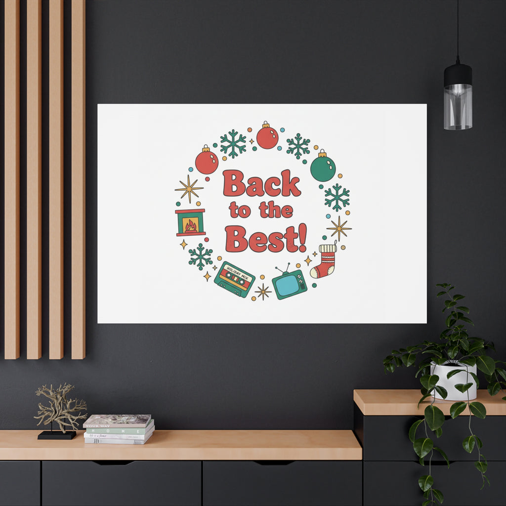 Retro Christmas Wreath Print Canvas | 90s Holiday Nostalgia, Vintage Holiday Poster