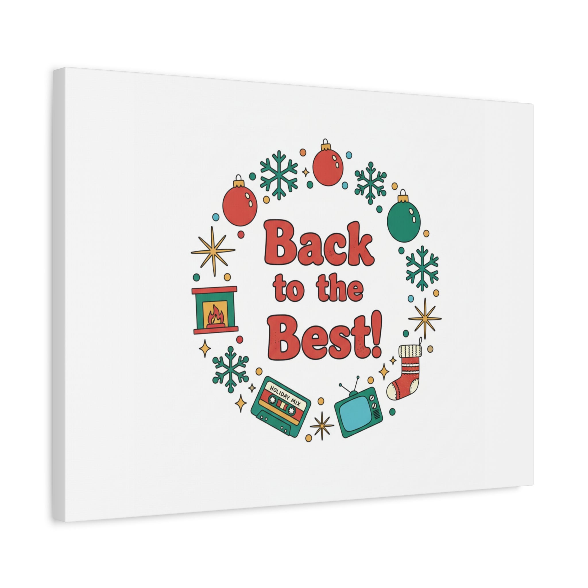 Retro Christmas Wreath Print Canvas | 90s Holiday Nostalgia, Vintage Holiday Poster