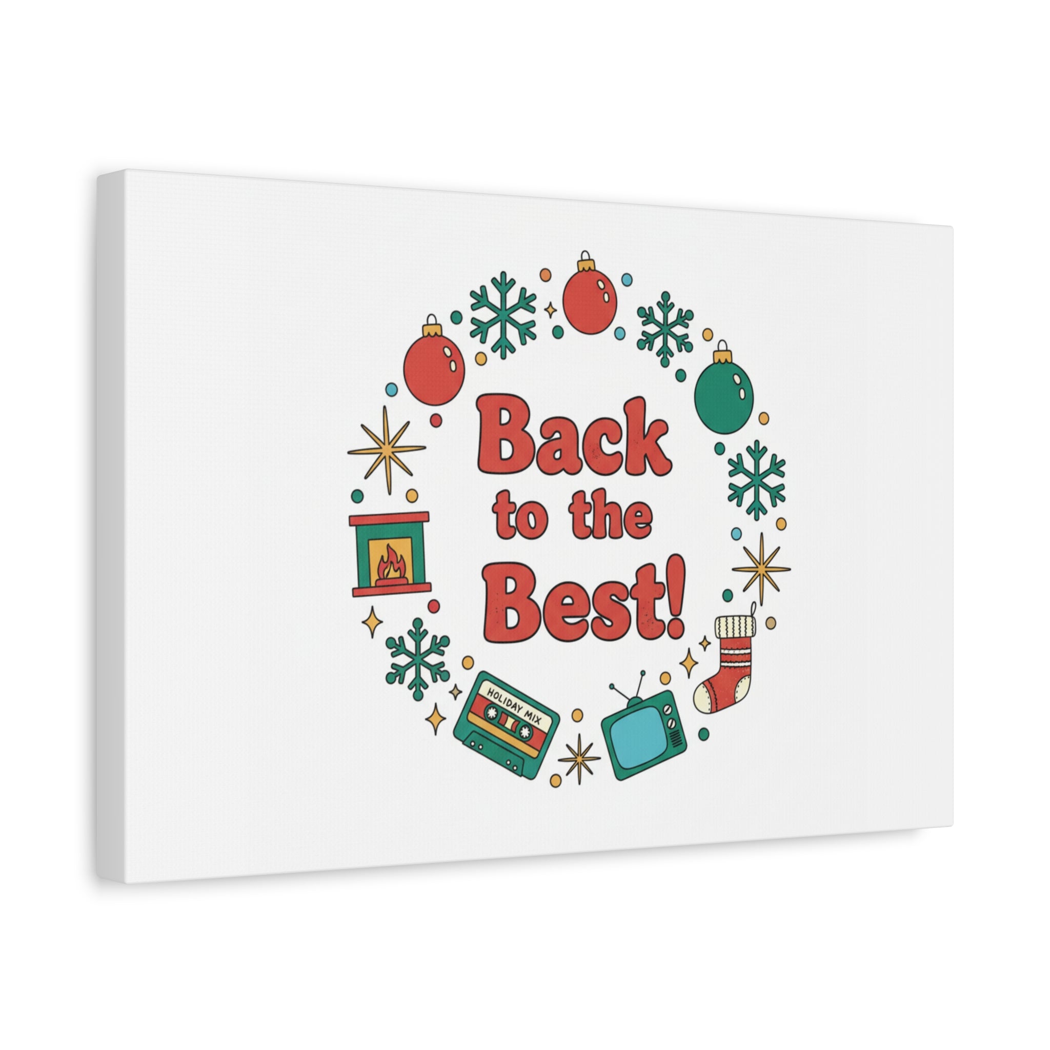 Retro Christmas Wreath Print Canvas | 90s Holiday Nostalgia, Vintage Holiday Poster