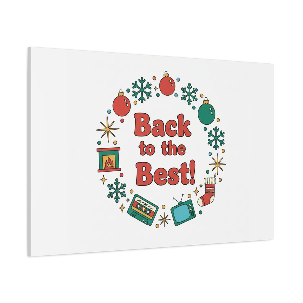 Retro Christmas Wreath Print Canvas | 90s Holiday Nostalgia, Vintage Holiday Poster