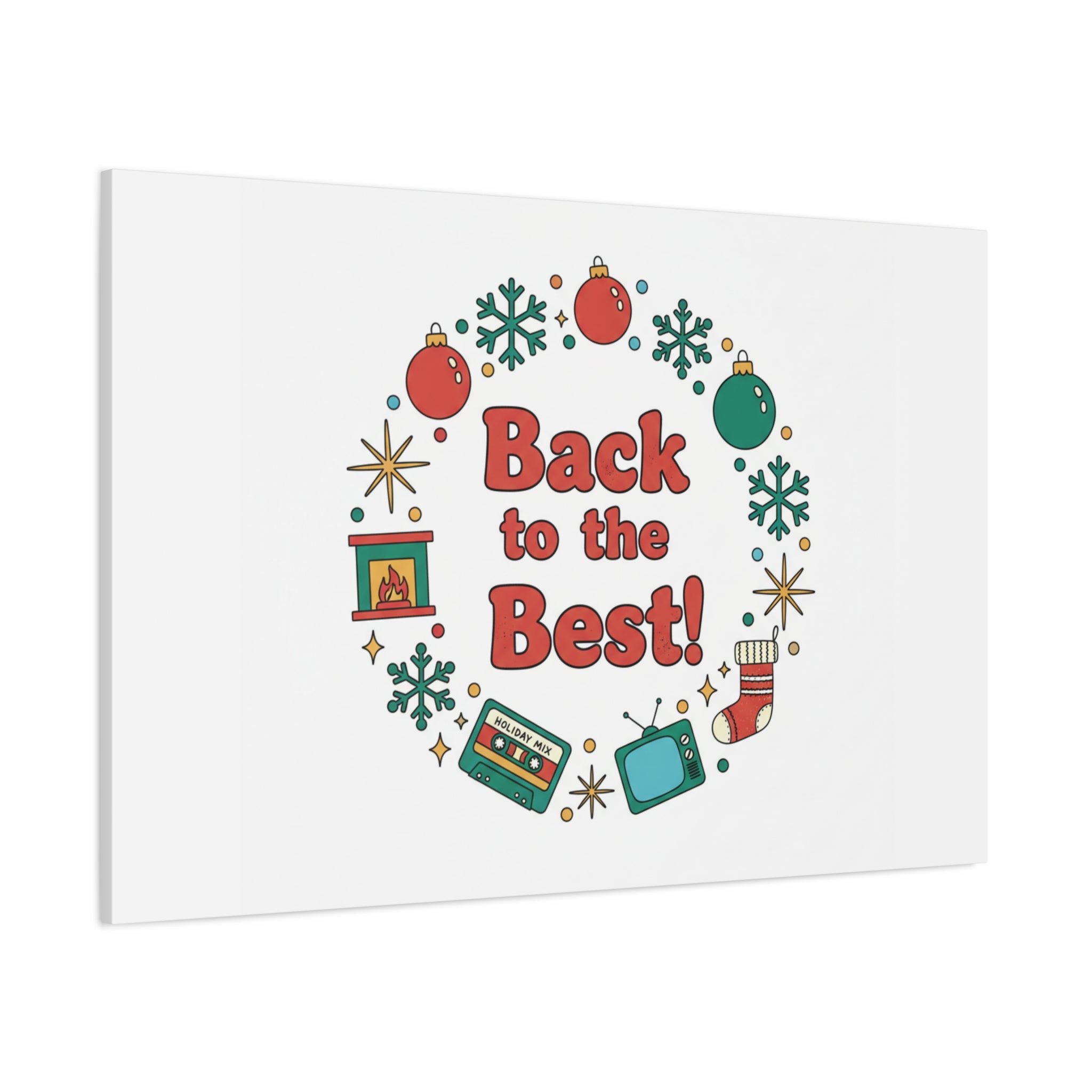 Retro Christmas Wreath Print Canvas | 90s Holiday Nostalgia, Vintage Holiday Poster