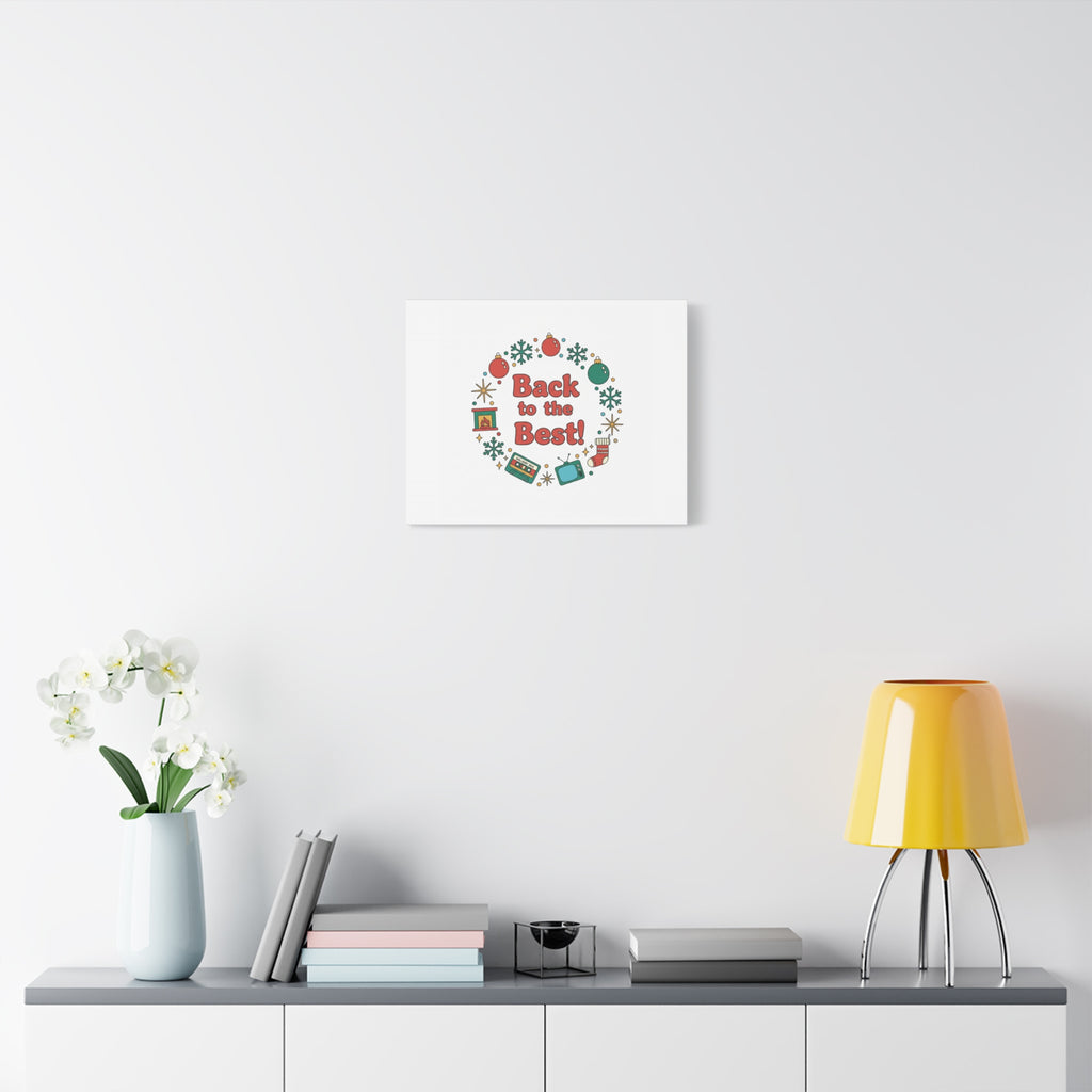 Retro Christmas Wreath Print Canvas | 90s Holiday Nostalgia, Vintage Holiday Poster