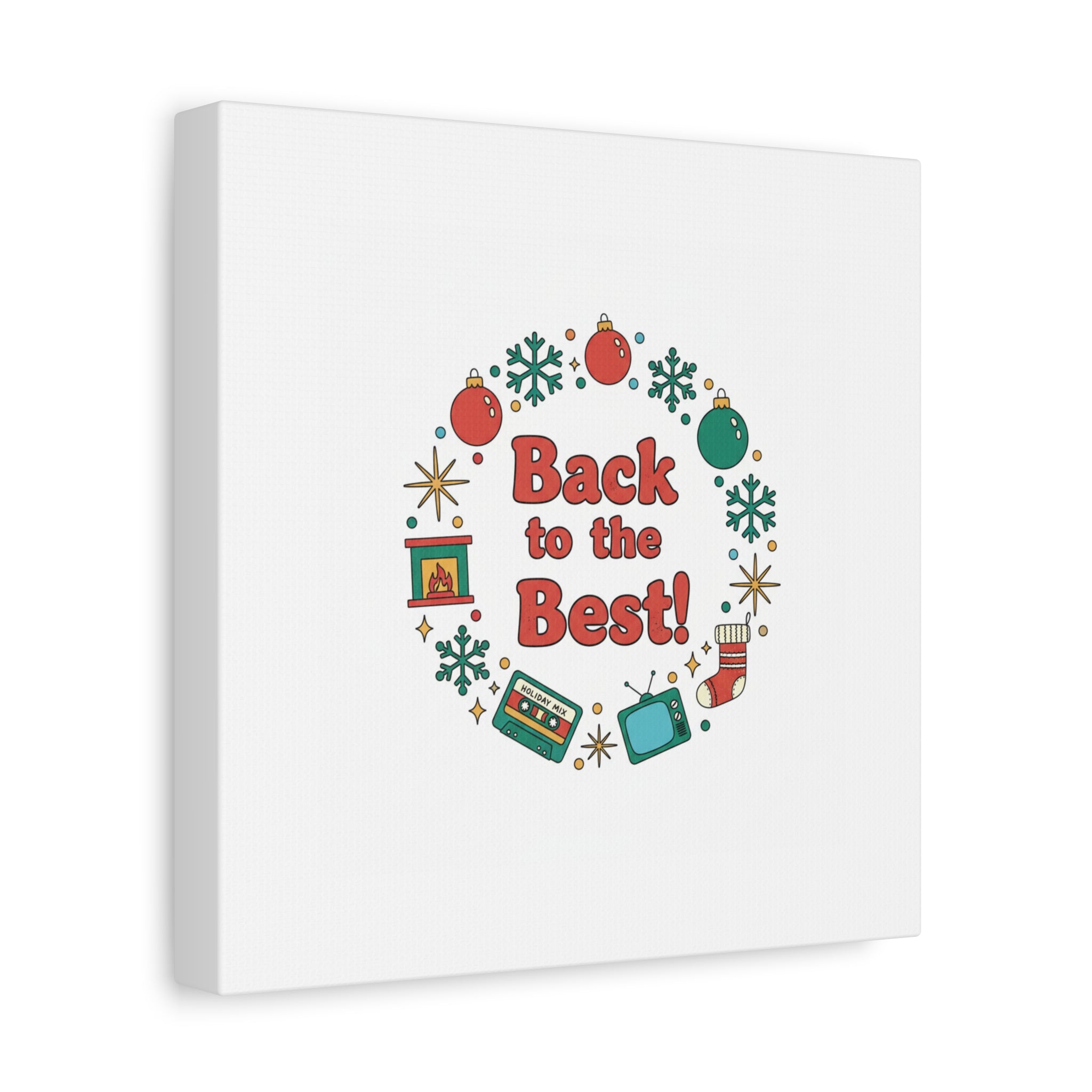 Retro Christmas Wreath Print Canvas | 90s Holiday Nostalgia, Vintage Holiday Poster