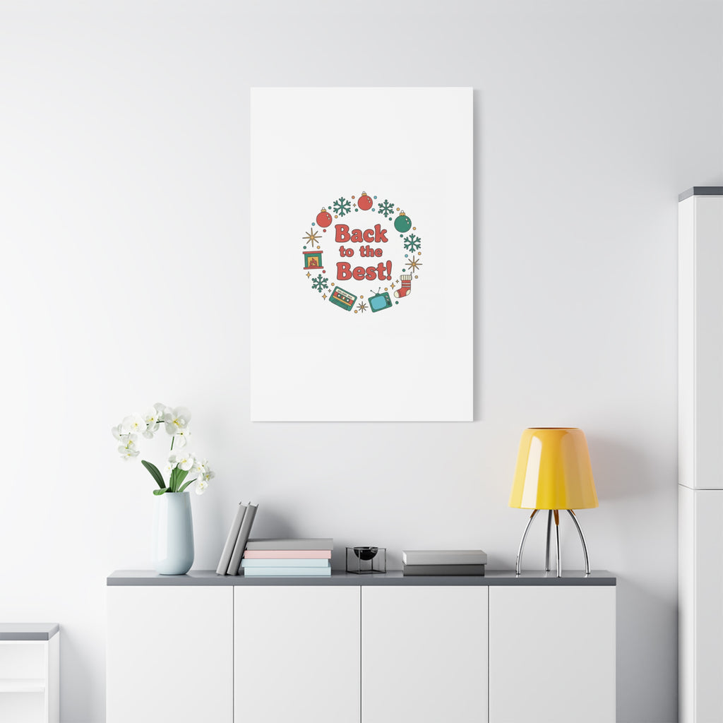 Retro Christmas Wreath Print Canvas | 90s Holiday Nostalgia, Vintage Holiday Poster