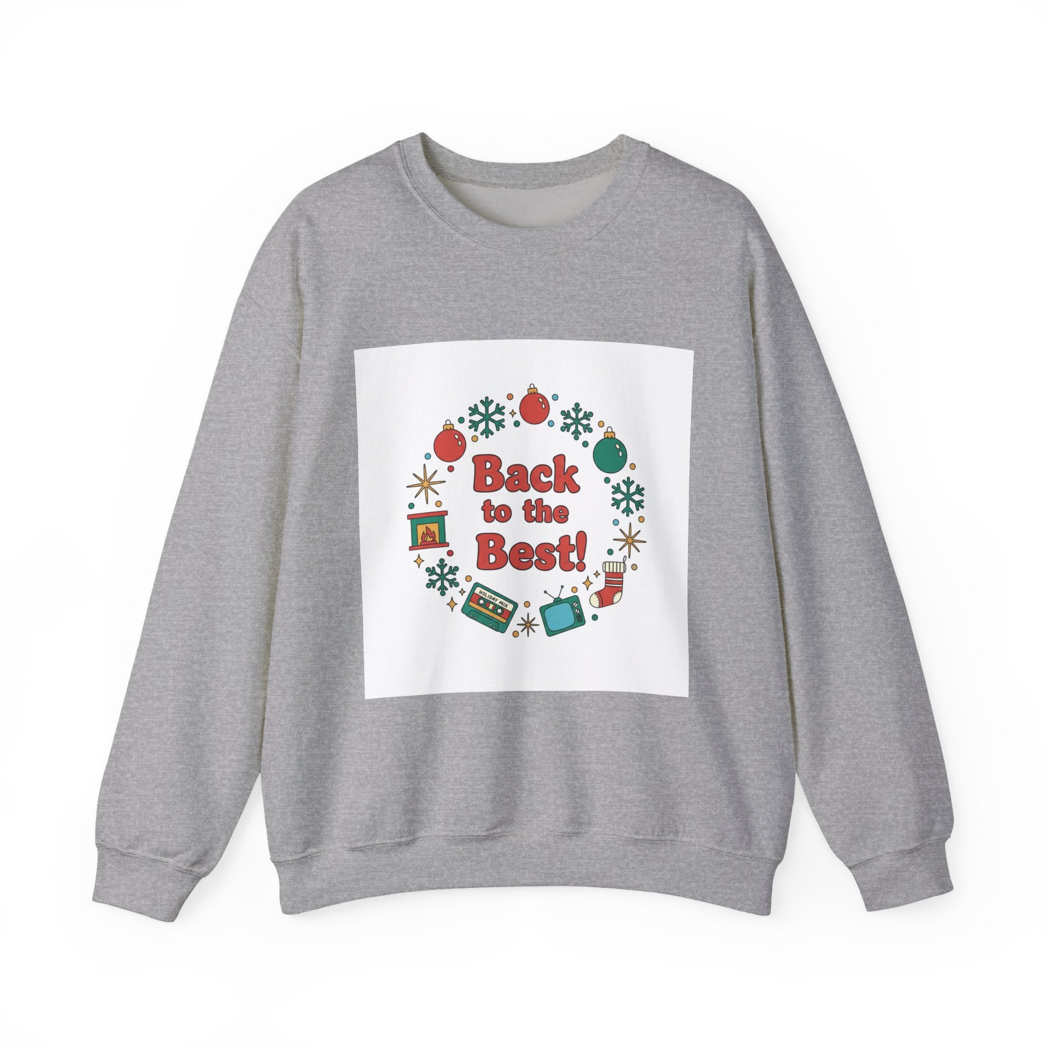 Retro Holiday Wreath Sweatshirt | vintage holiday print, colorful holiday poster