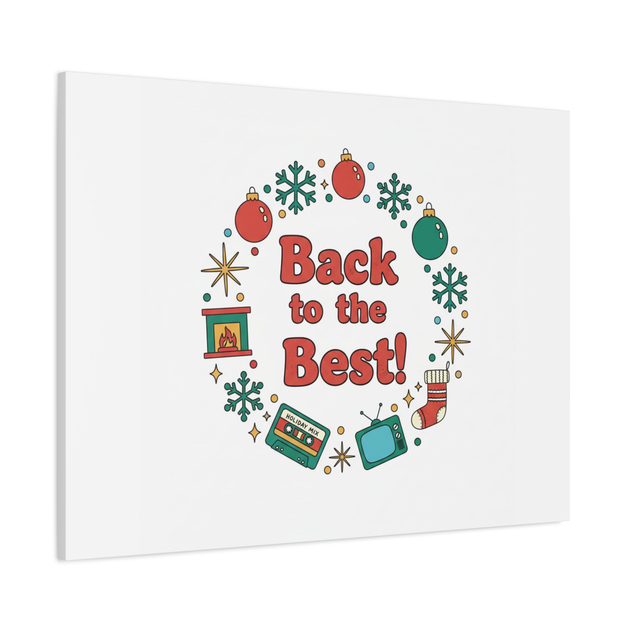 Retro Christmas Wreath Print Canvas | 90s Holiday Nostalgia, Vintage Holiday Poster