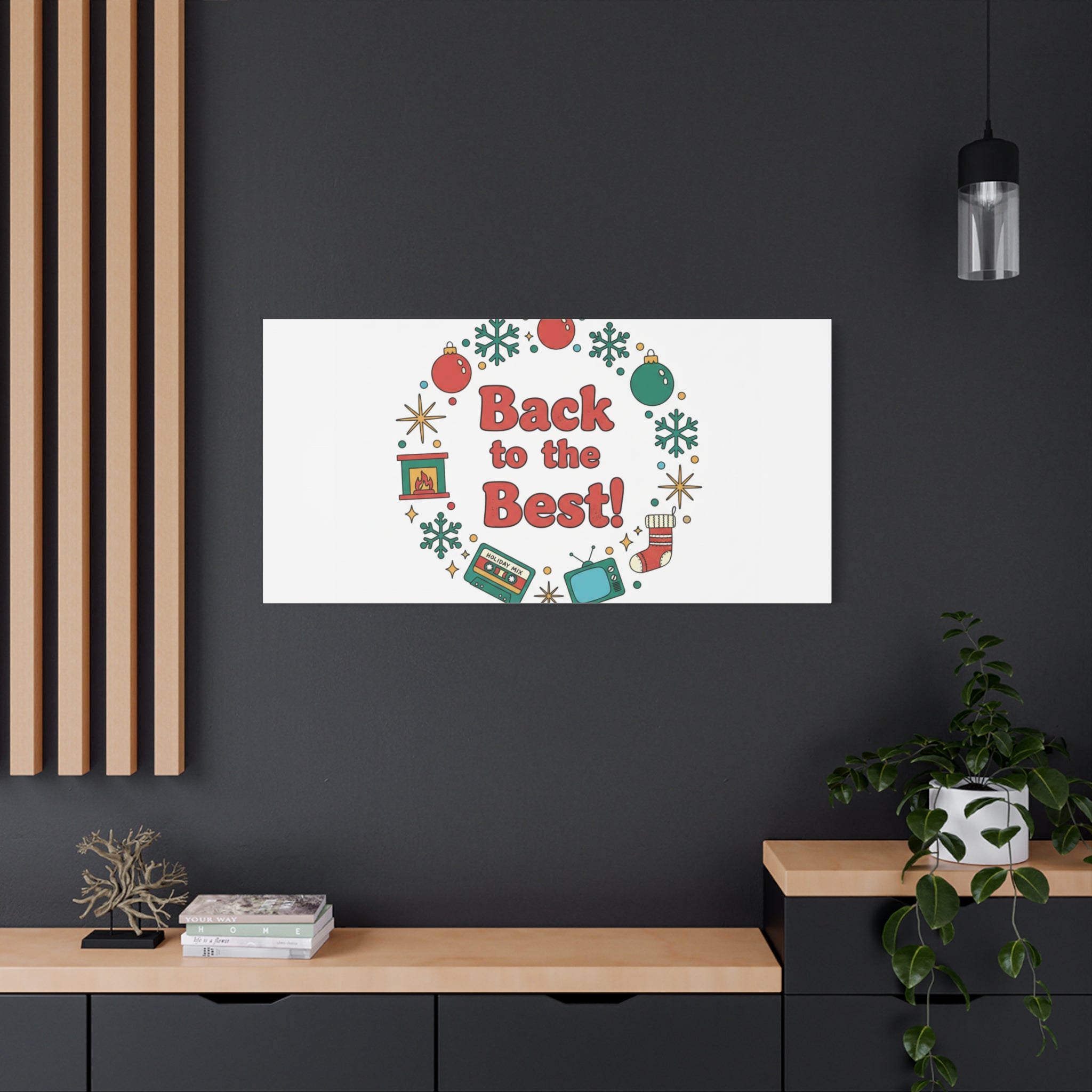 Retro Christmas Wreath Print Canvas | 90s Holiday Nostalgia, Vintage Holiday Poster