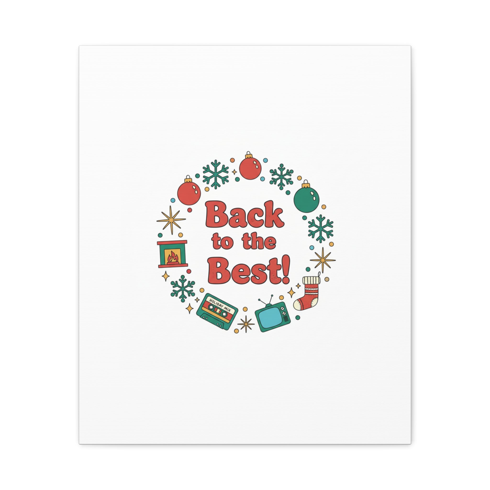 Retro Christmas Wreath Print Canvas | 90s Holiday Nostalgia, Vintage Holiday Poster