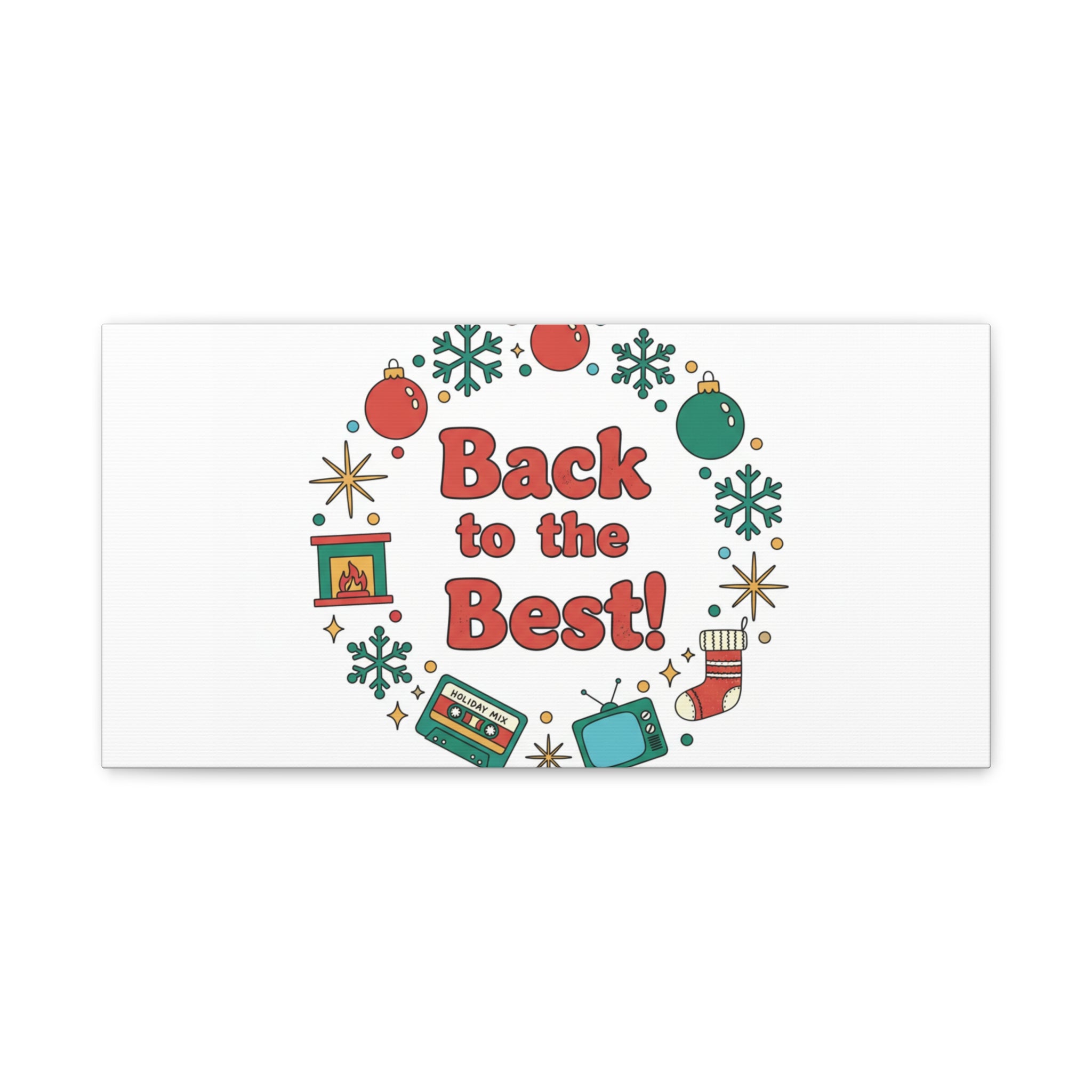 Retro Christmas Wreath Print Canvas | 90s Holiday Nostalgia, Vintage Holiday Poster