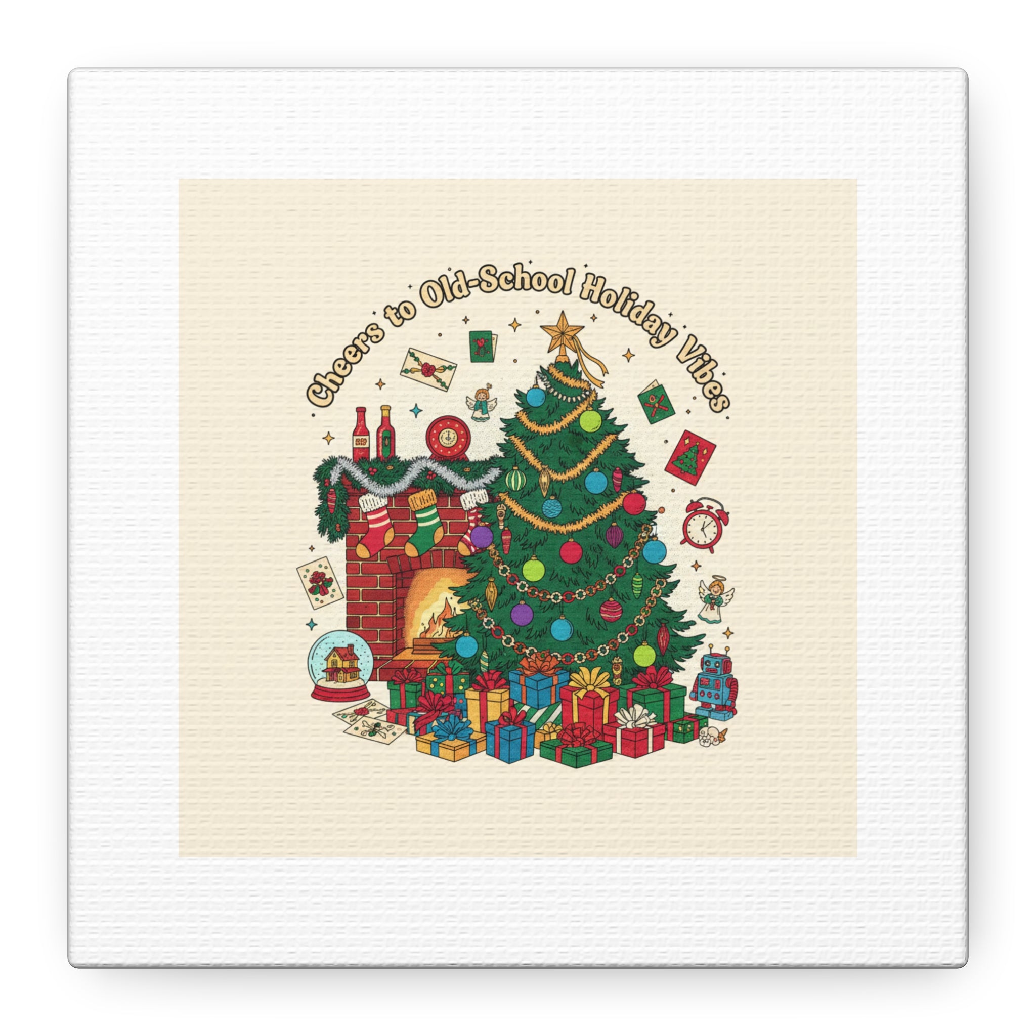 Retro Christmas Tree Canvas | 90s Holiday Nostalgia, Vintage Holiday Print