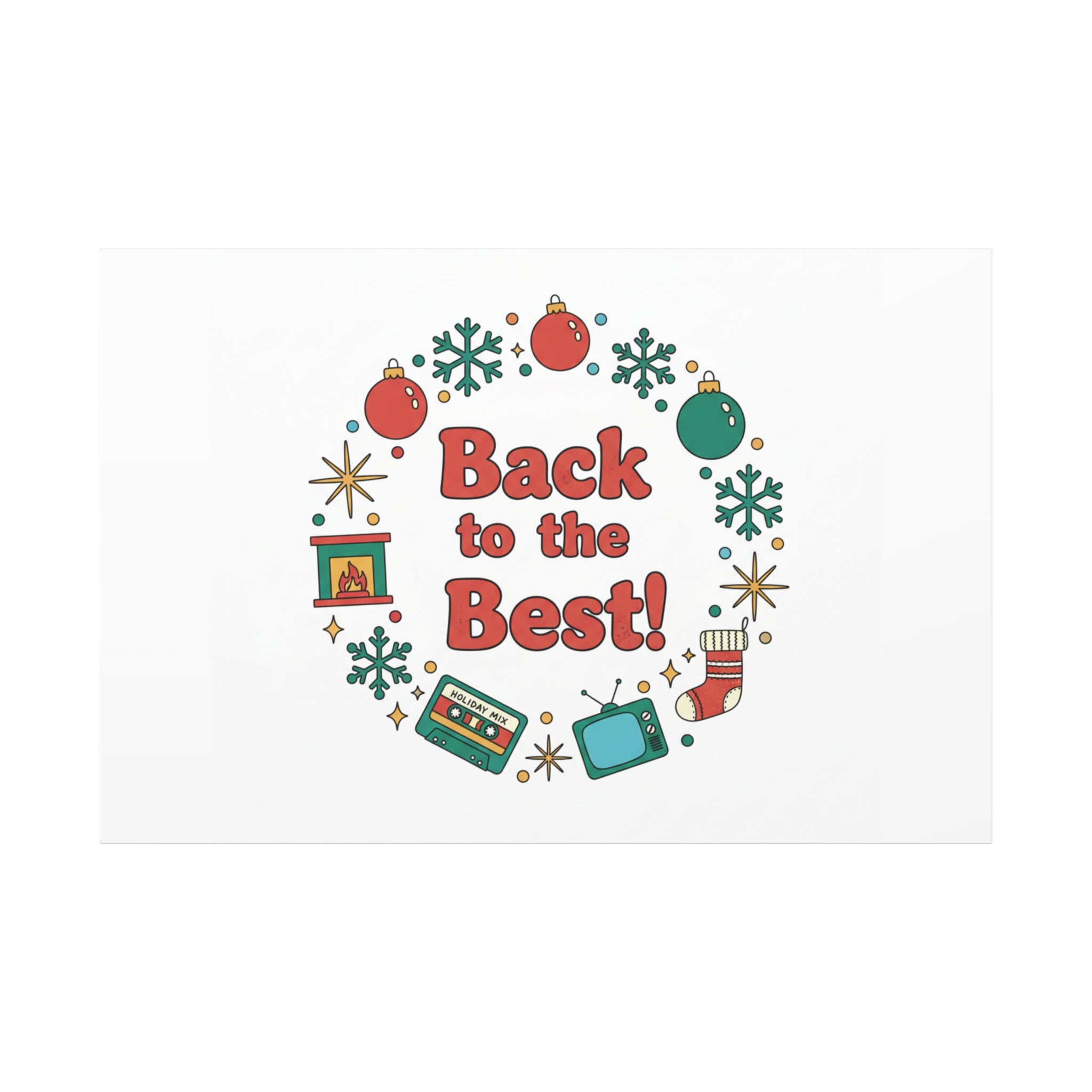 Retro Christmas Wreath Print Canvas | 90s Holiday Nostalgia, Vintage Holiday Poster