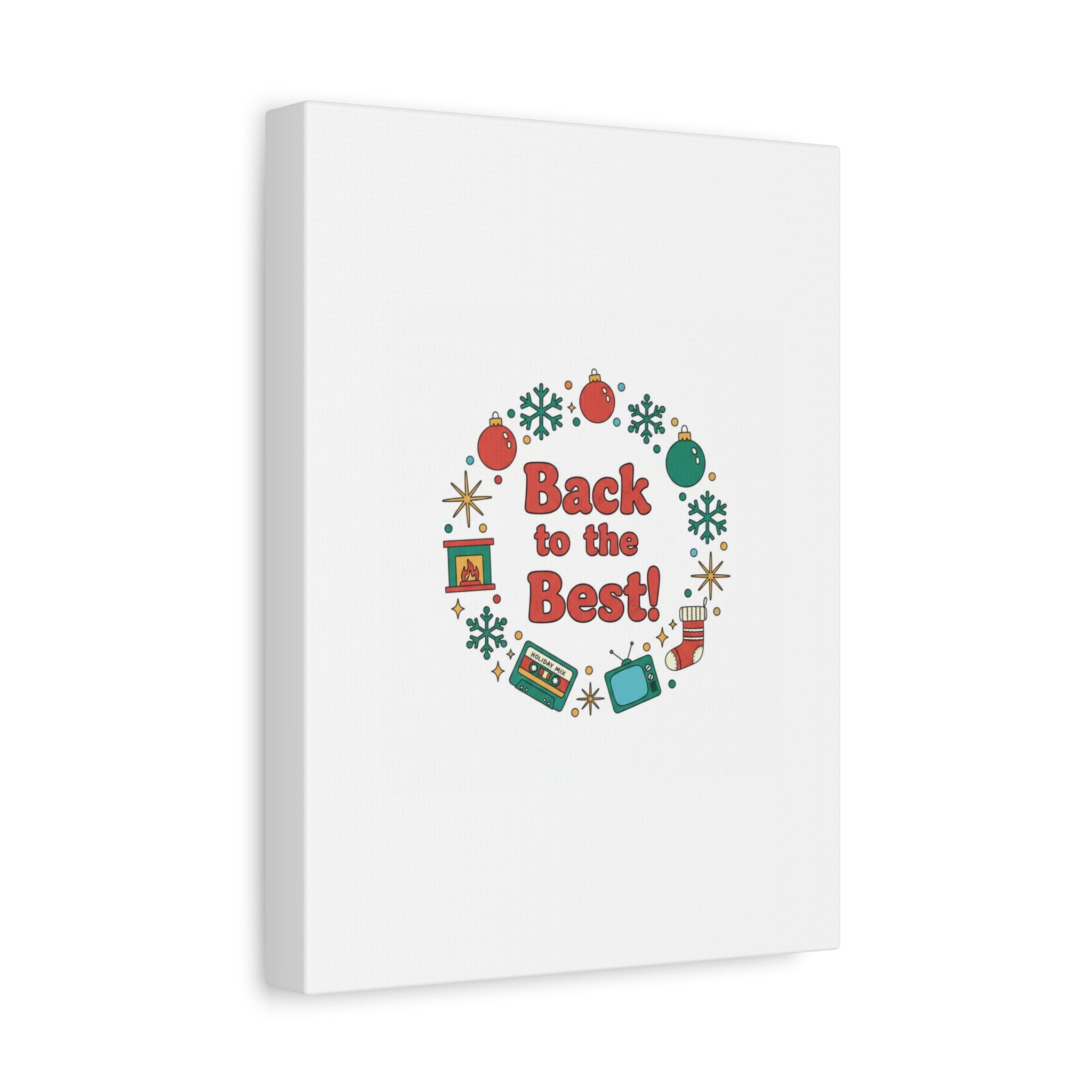 Retro Christmas Wreath Print Canvas | 90s Holiday Nostalgia, Vintage Holiday Poster