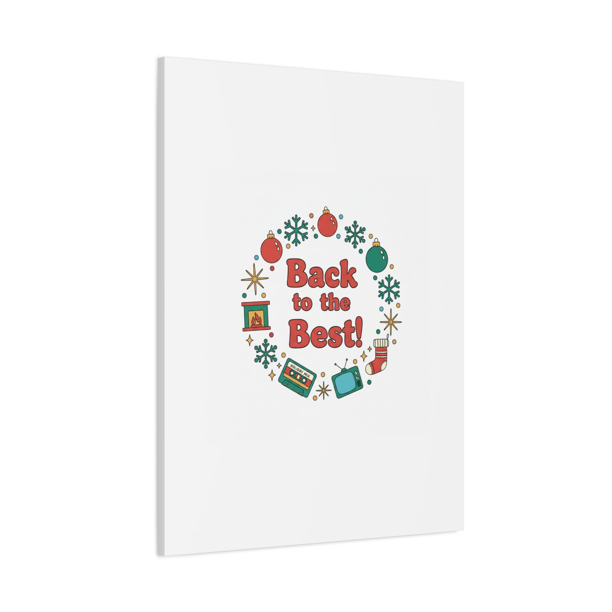 Retro Christmas Wreath Print Canvas | 90s Holiday Nostalgia, Vintage Holiday Poster