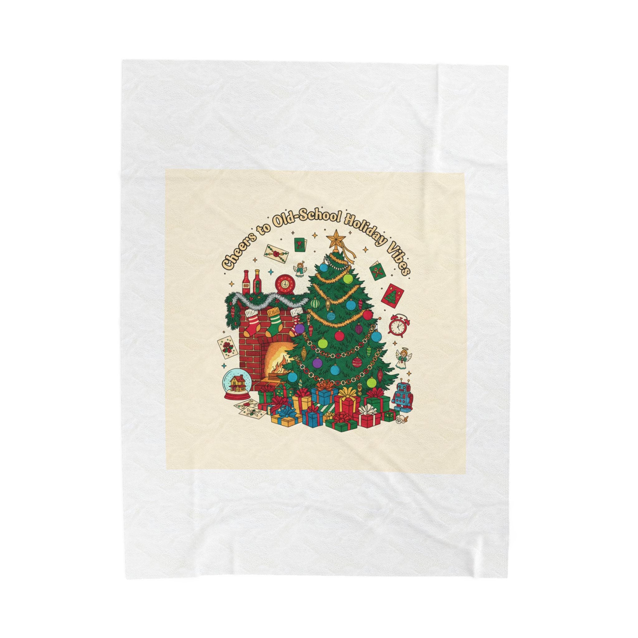 Retro Christmas tree print Velveteen Blanket | 90s holiday nostalgia, vintage holiday print