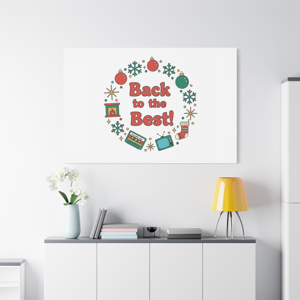 Retro Christmas Wreath Print Canvas | 90s Holiday Nostalgia, Vintage Holiday Poster