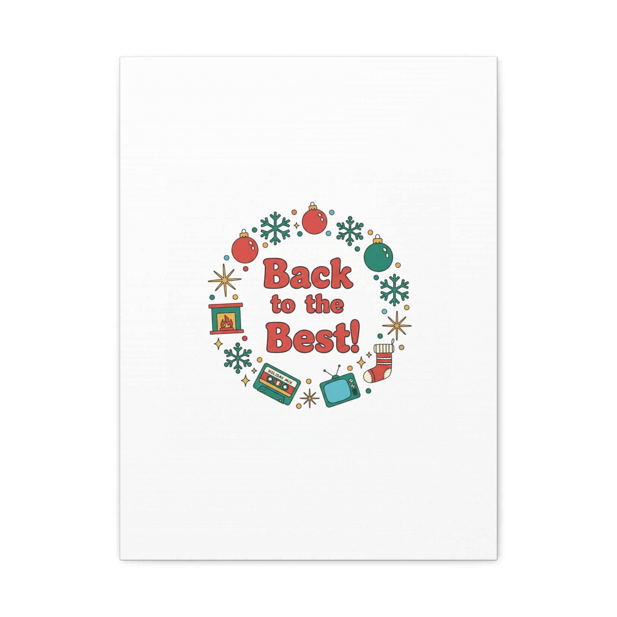 Retro Christmas Wreath Print Canvas | 90s Holiday Nostalgia, Vintage Holiday Poster