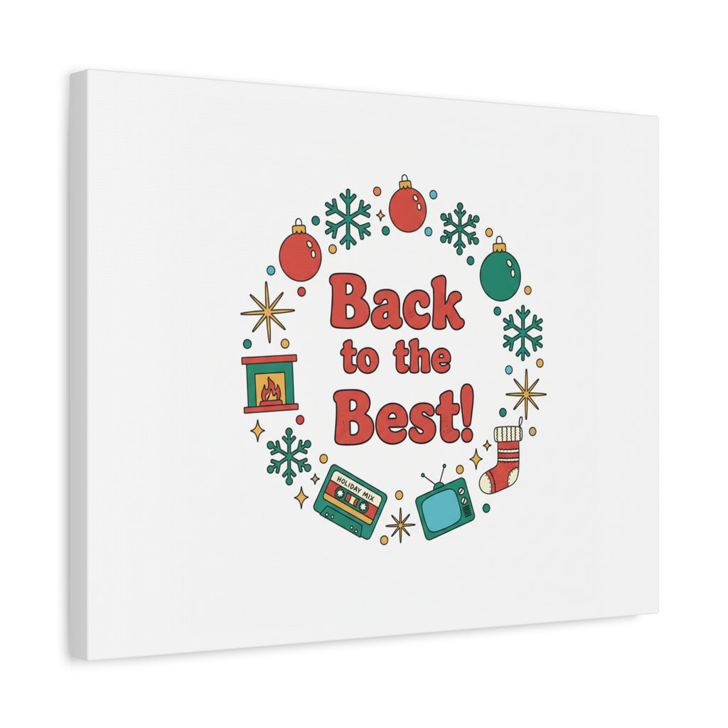 Retro Christmas Wreath Print Canvas | 90s Holiday Nostalgia, Vintage Holiday Poster