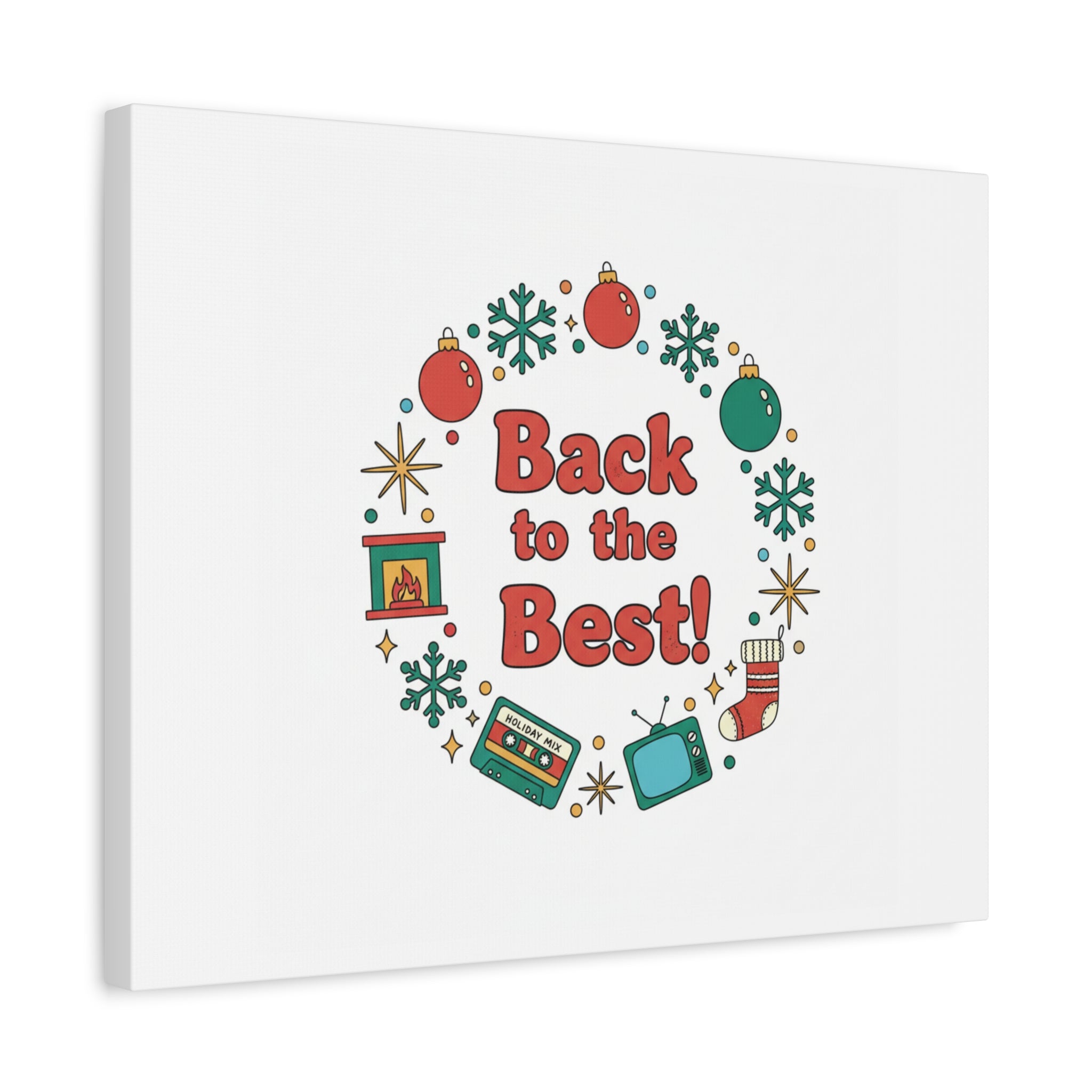 Retro Christmas Wreath Print Canvas | 90s Holiday Nostalgia, Vintage Holiday Poster