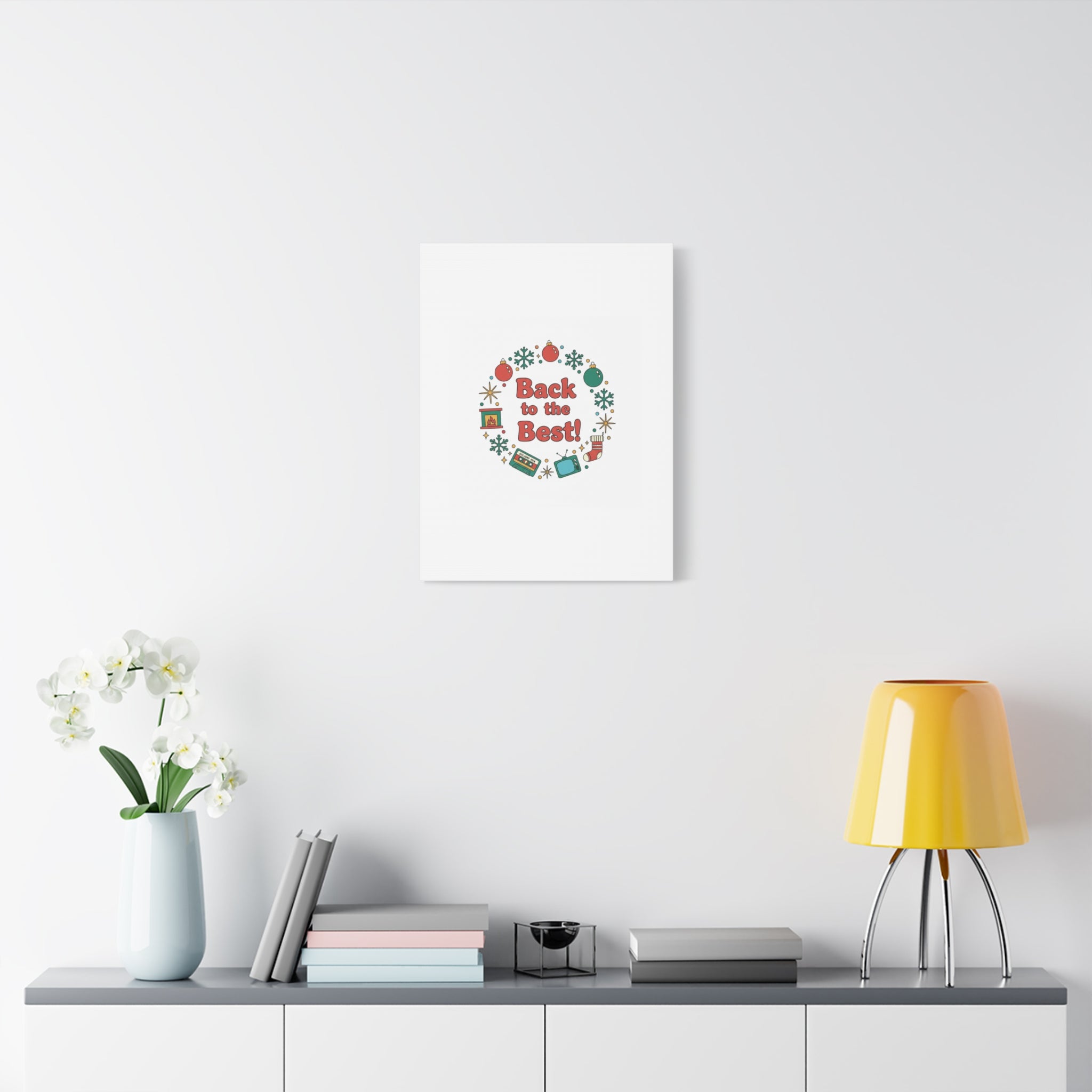 Retro Christmas Wreath Print Canvas | 90s Holiday Nostalgia, Vintage Holiday Poster