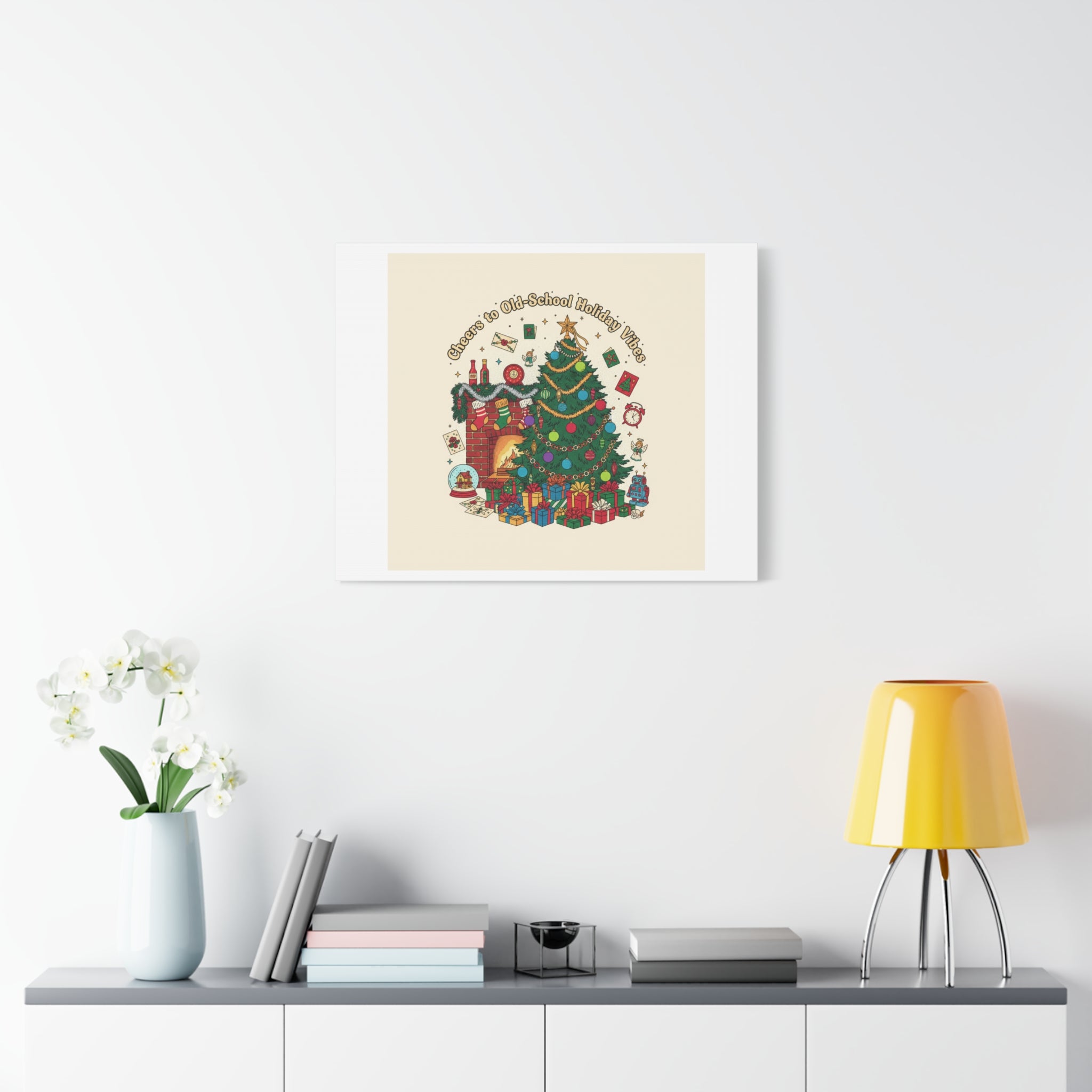 Retro Christmas Tree Canvas | 90s Holiday Nostalgia, Vintage Holiday Print
