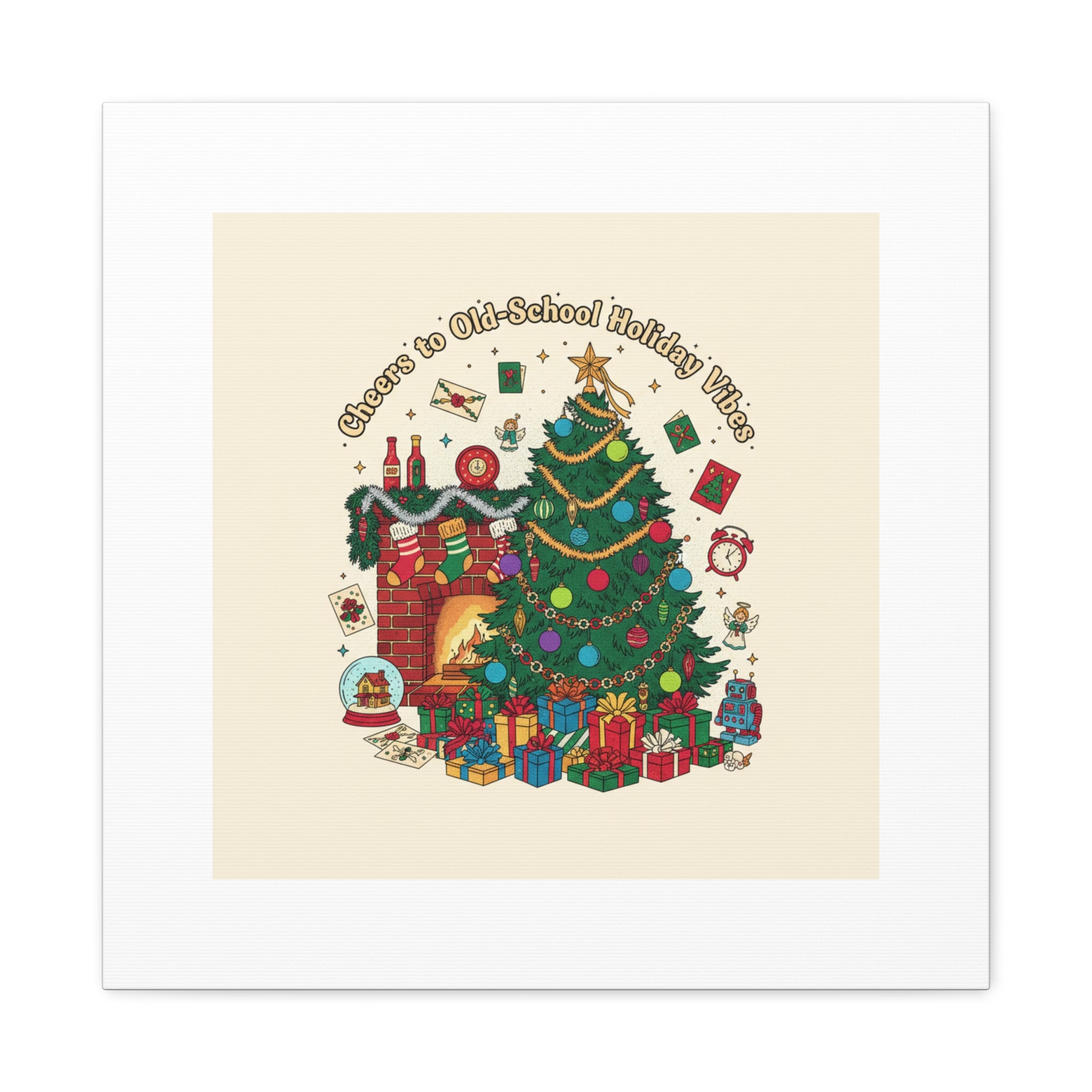 Retro Christmas Tree Canvas | 90s Holiday Nostalgia, Vintage Holiday Print