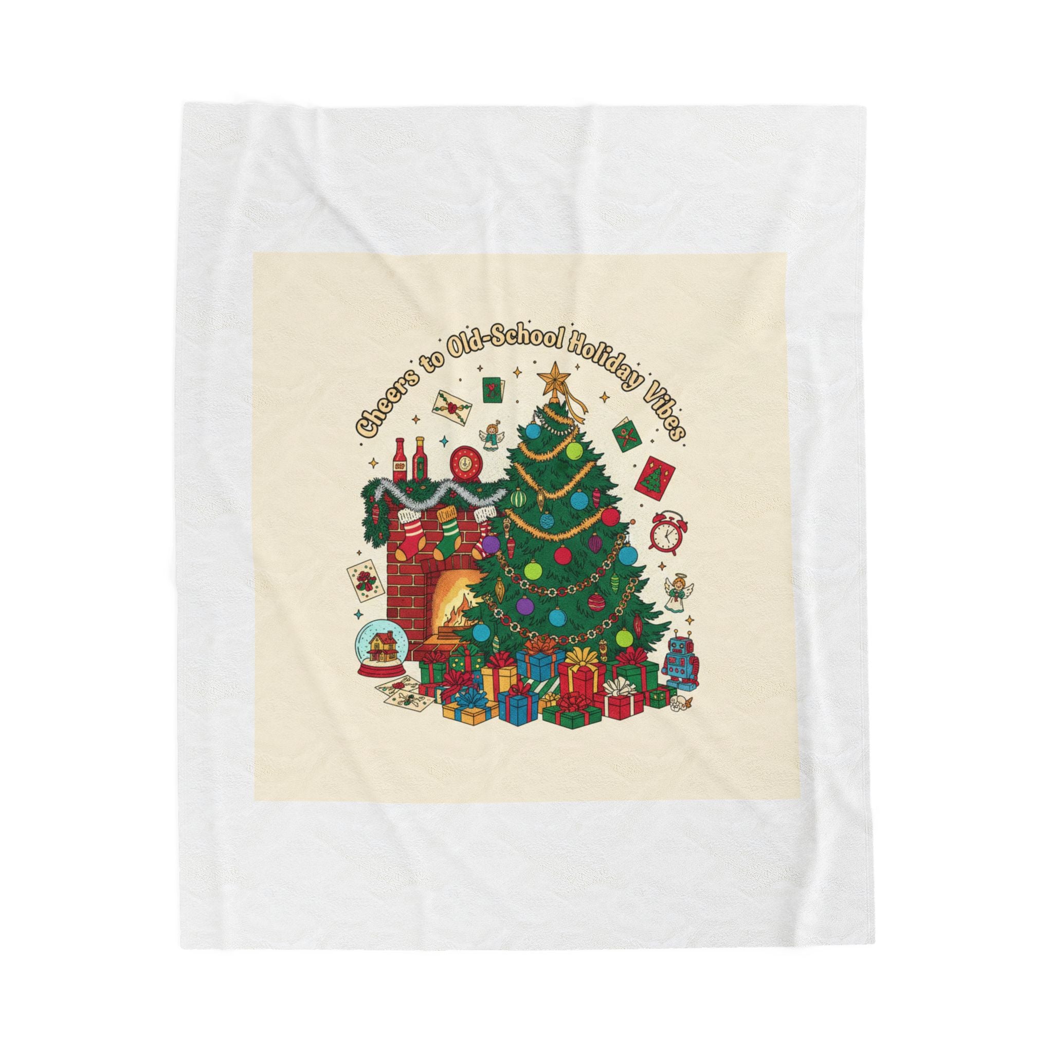 Retro Christmas tree print Velveteen Blanket | 90s holiday nostalgia, vintage holiday print