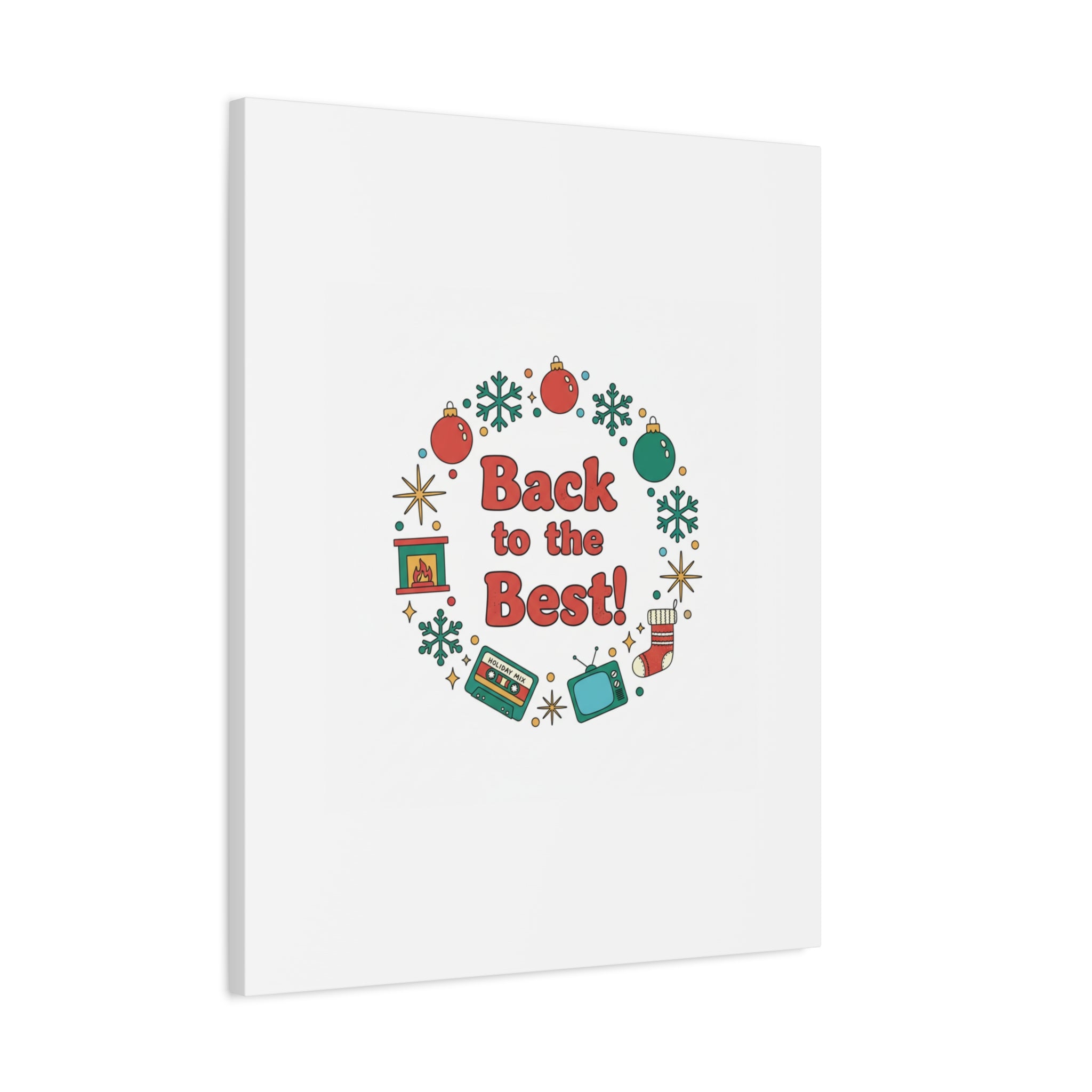 Retro Christmas Wreath Print Canvas | 90s Holiday Nostalgia, Vintage Holiday Poster