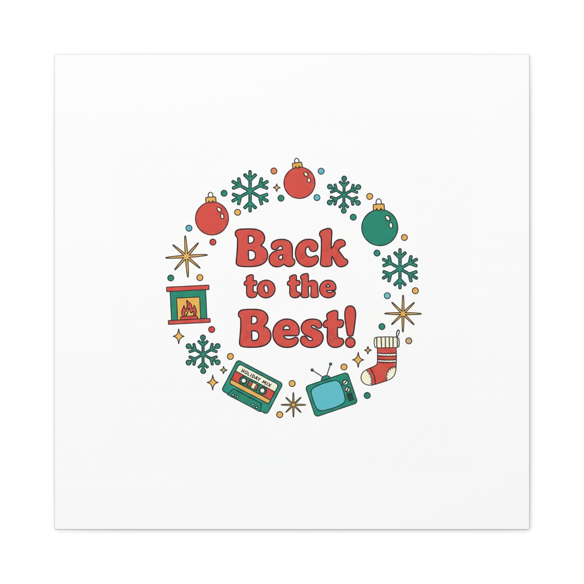 Retro Christmas Wreath Print Canvas | 90s Holiday Nostalgia, Vintage Holiday Poster