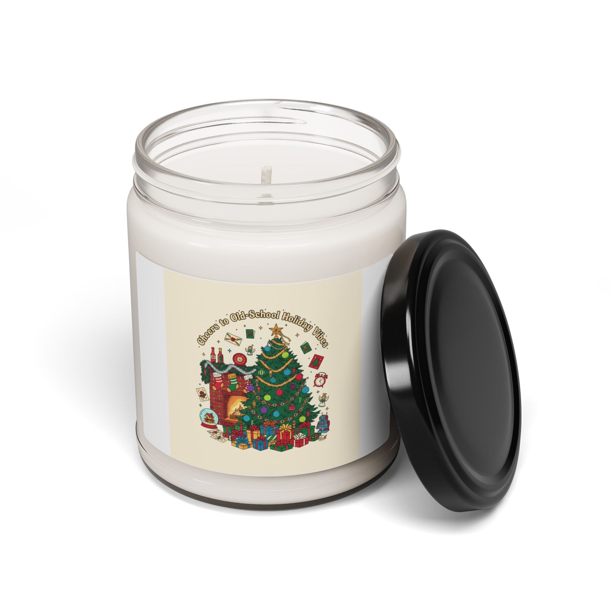 Retro Christmas Tree Candle | Scented Soy Candle, 9oz, Vintage Holiday Print
