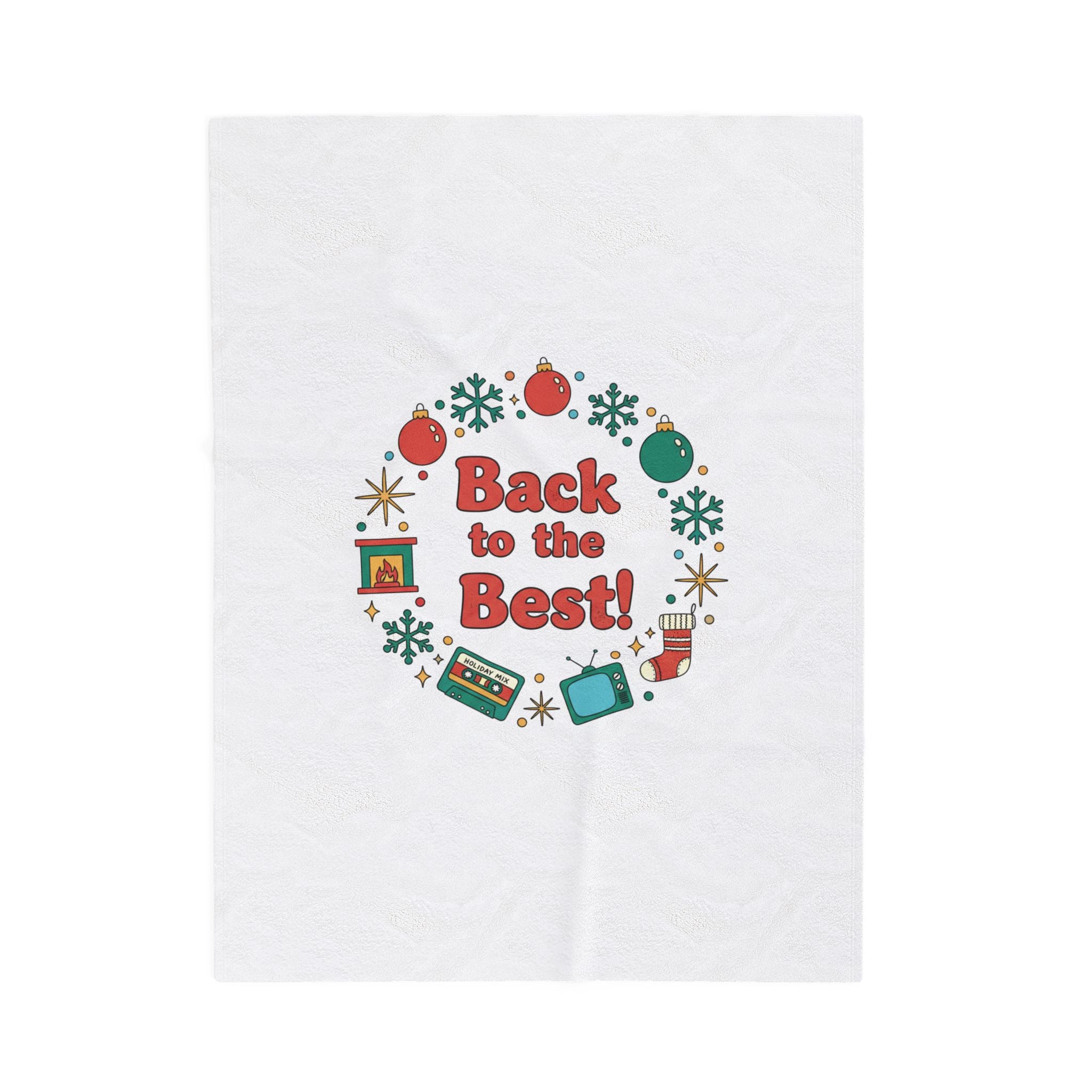 Retro Holiday Wreath Blanket | vintage holiday print, retro Christmas decor