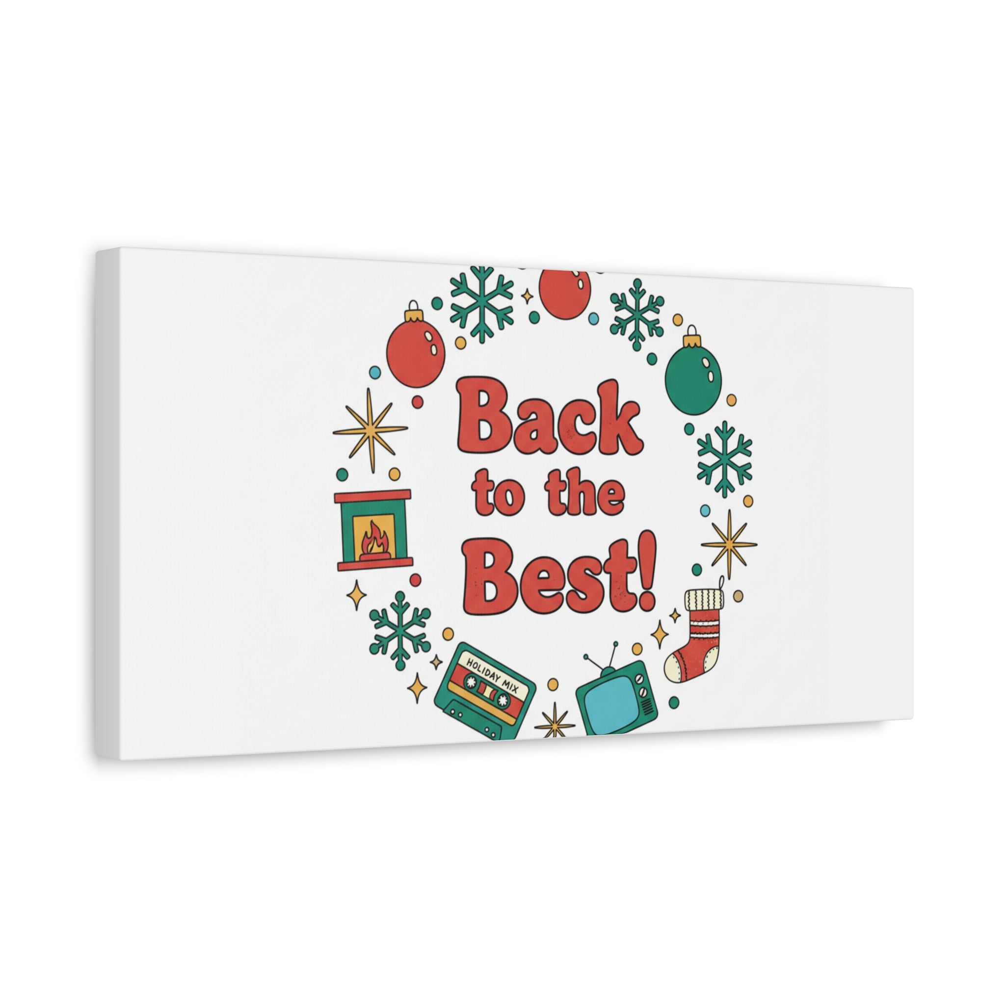 Retro Christmas Wreath Print Canvas | 90s Holiday Nostalgia, Vintage Holiday Poster