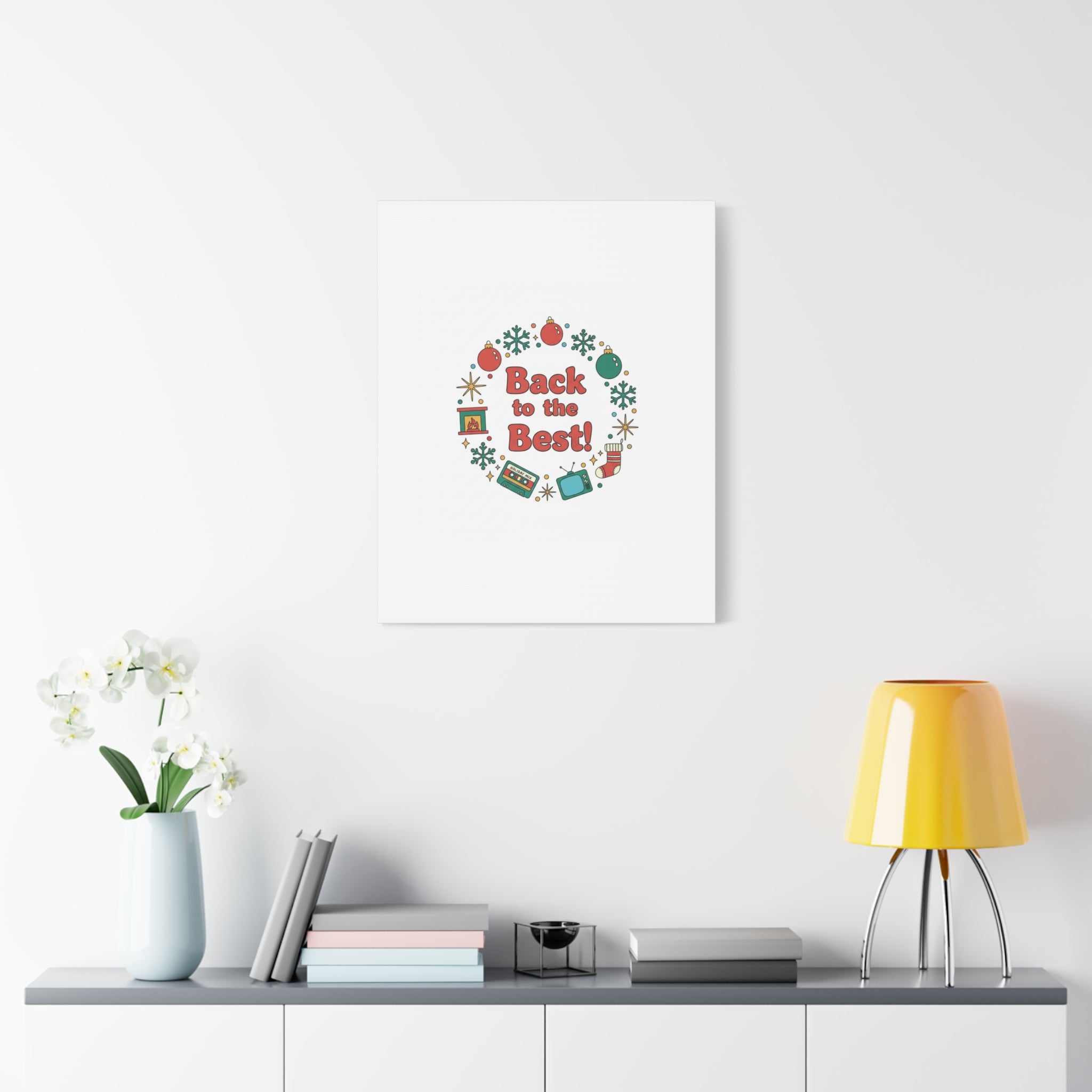 Retro Christmas Wreath Print Canvas | 90s Holiday Nostalgia, Vintage Holiday Poster