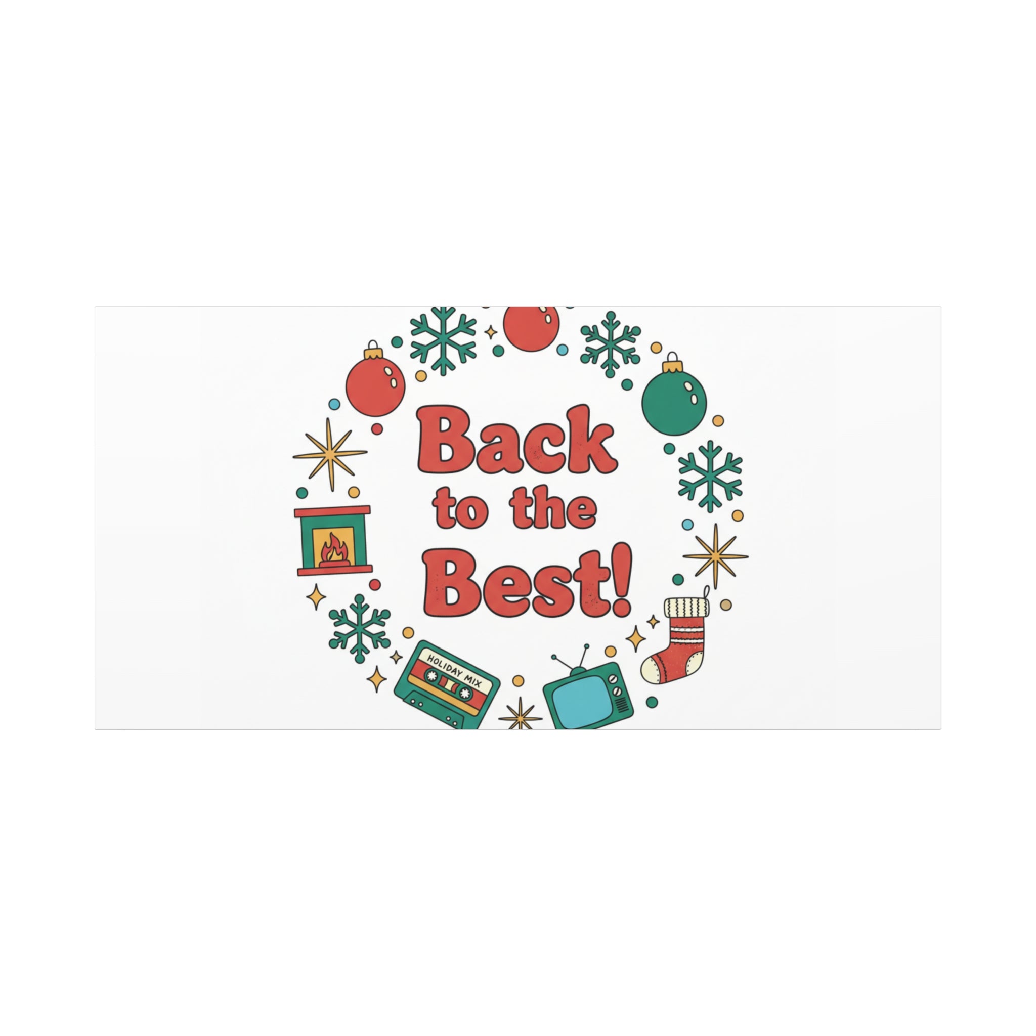 Retro Christmas Wreath Print Canvas | 90s Holiday Nostalgia, Vintage Holiday Poster